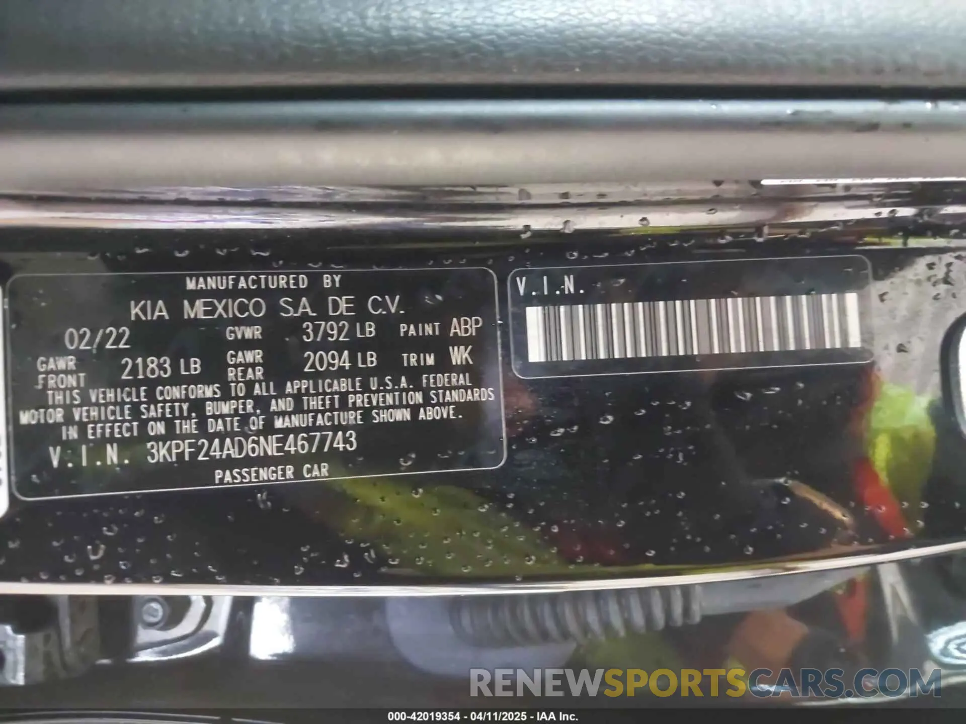 9 fotografías del automóvil dañado 3KPF24AD6NE467743 KIA FORTE 2022