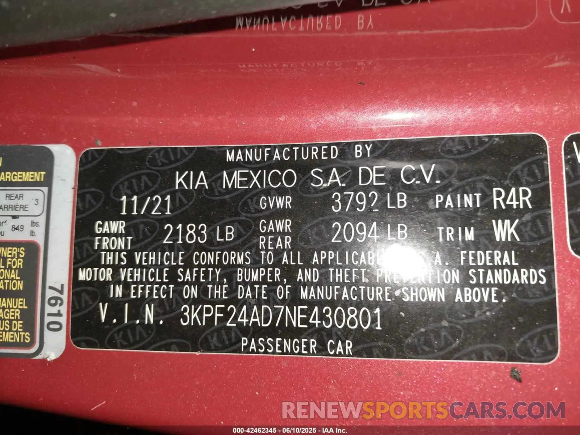 9 fotografías del automóvil dañado 3KPF24AD7NE430801 KIA FORTE 2022