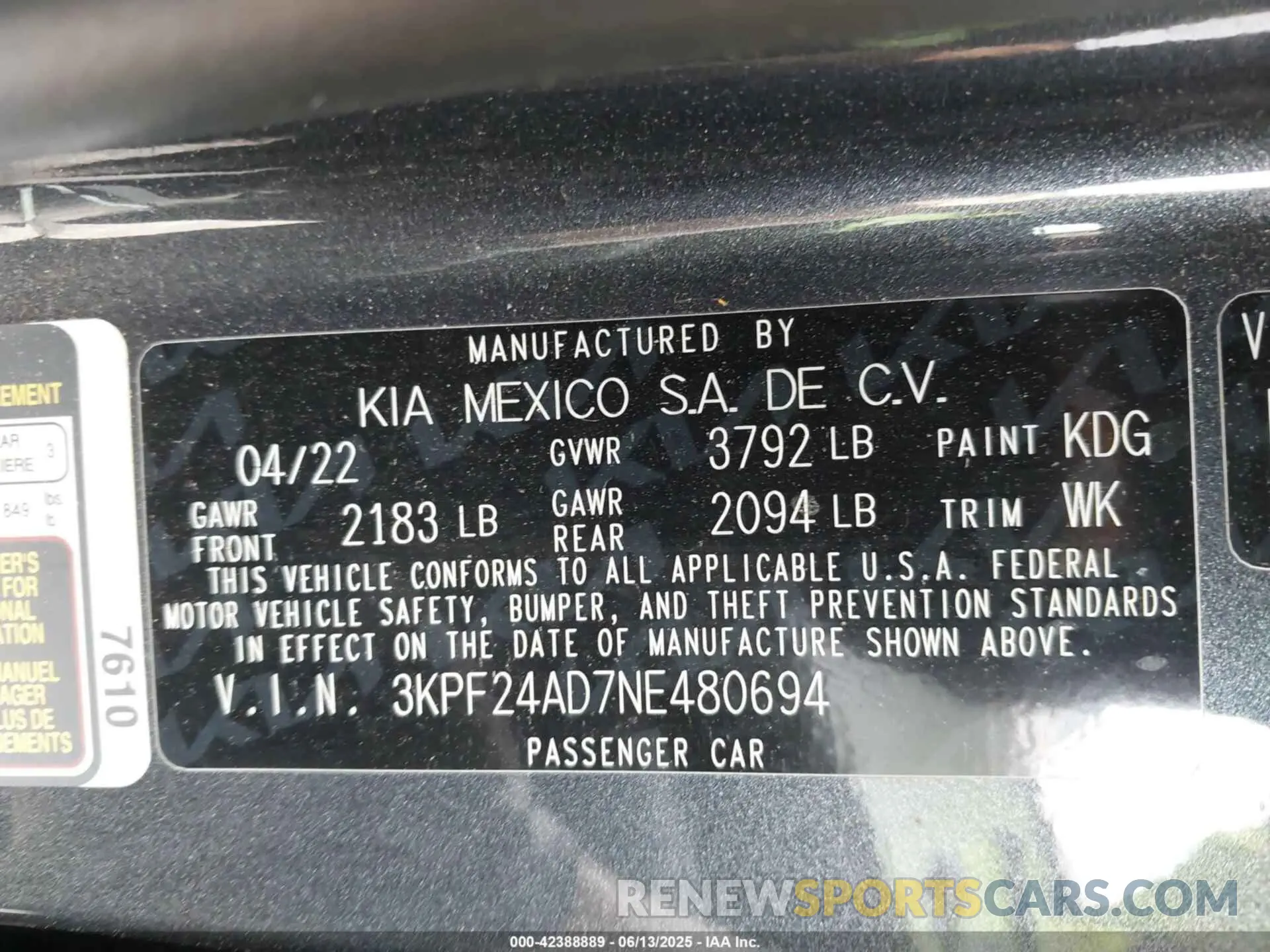 9 fotografías del automóvil dañado 3KPF24AD7NE480694 KIA FORTE 2022