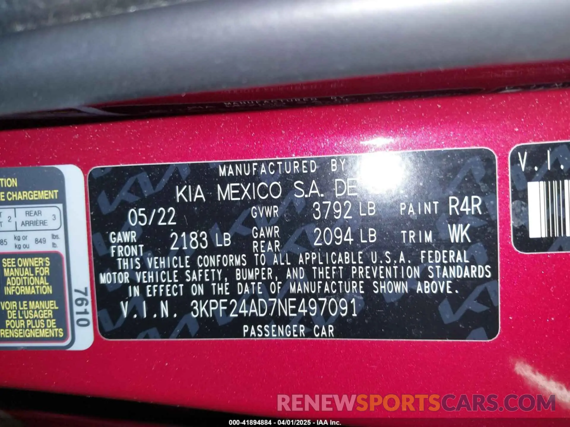 9 fotografías del automóvil dañado 3KPF24AD7NE497091 KIA FORTE 2022