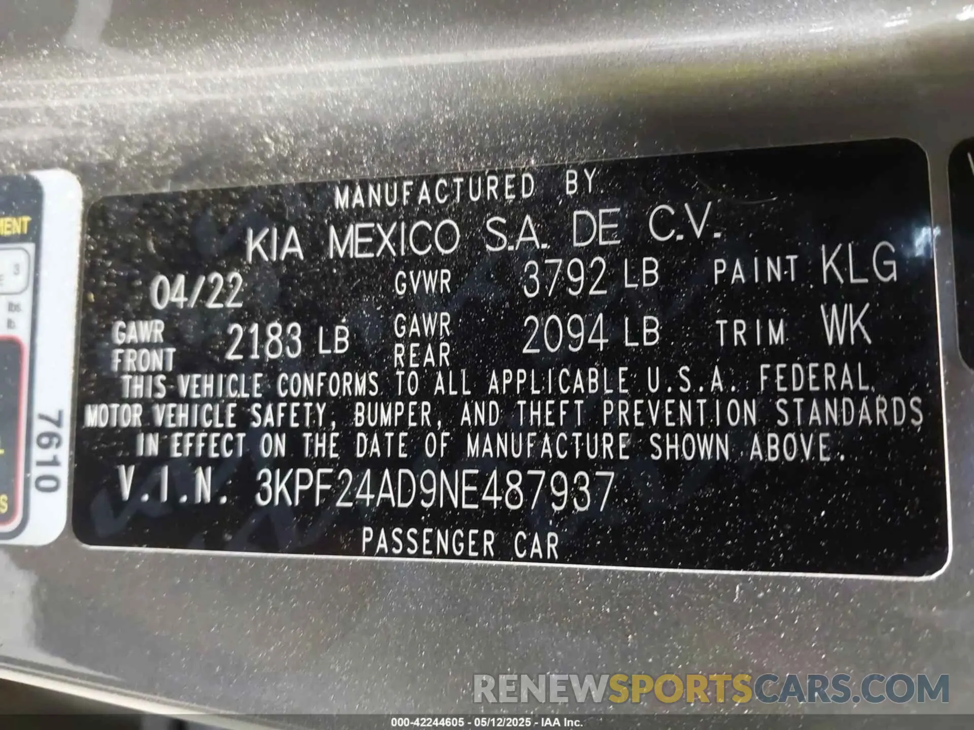 9 fotografías del automóvil dañado 3KPF24AD9NE487937 KIA FORTE 2022