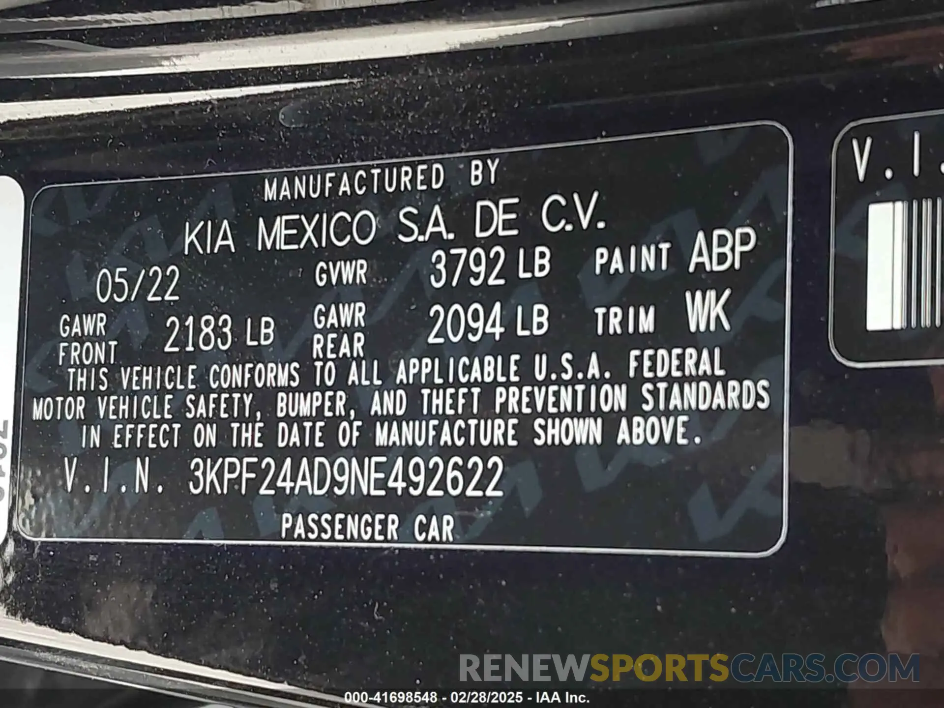 9 fotografías del automóvil dañado 3KPF24AD9NE492622 KIA FORTE 2022