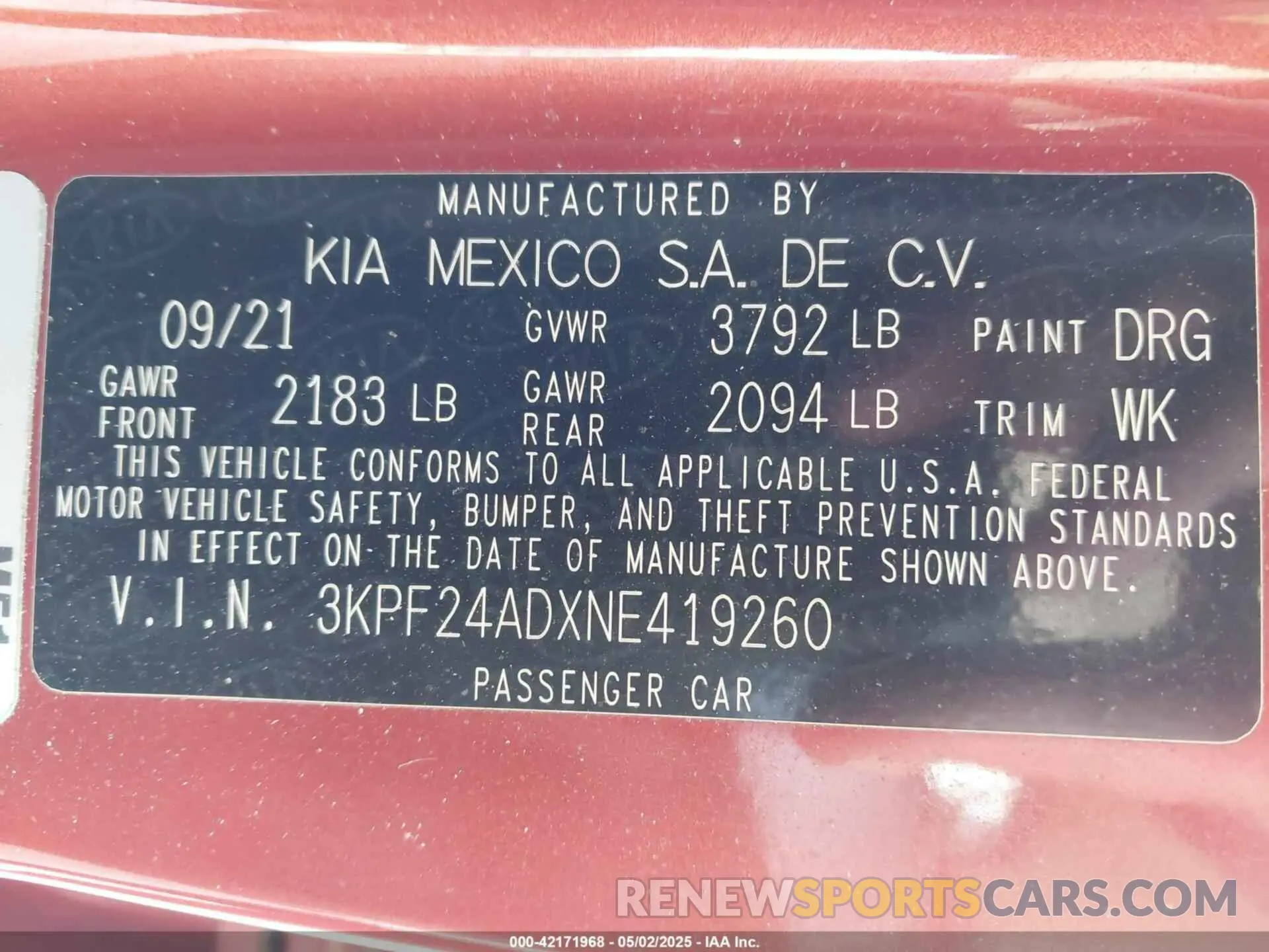 9 fotografías del automóvil dañado 3KPF24ADXNE419260 KIA FORTE 2022