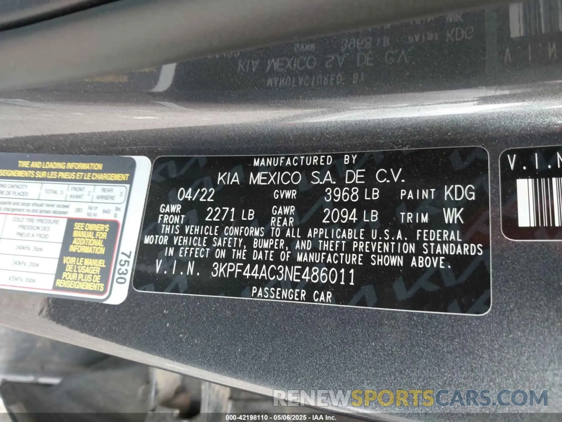 9 fotografías del automóvil dañado 3KPF44AC3NE486011 KIA FORTE 2022