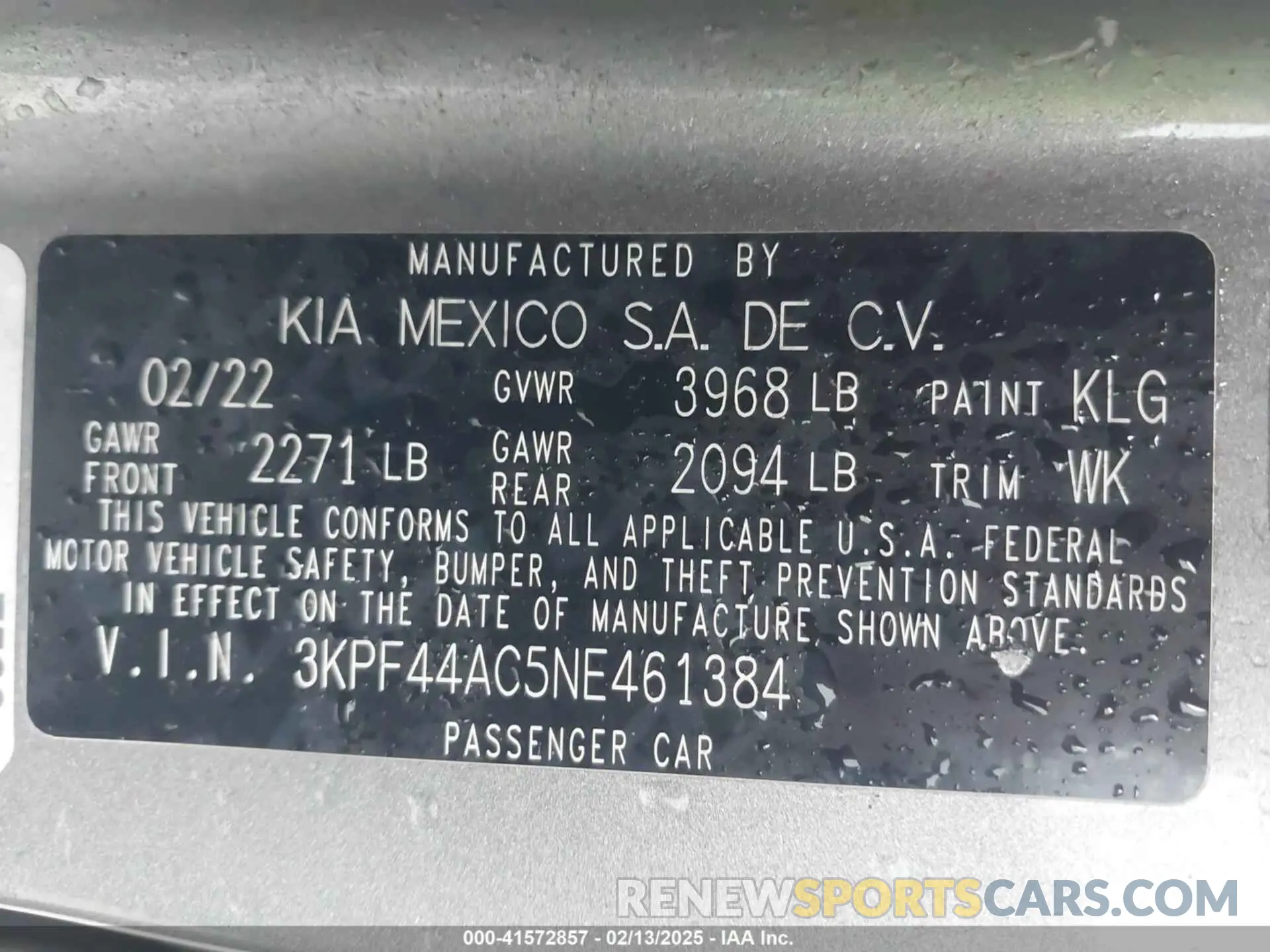 9 fotografías del automóvil dañado 3KPF44AC5NE461384 KIA FORTE 2022