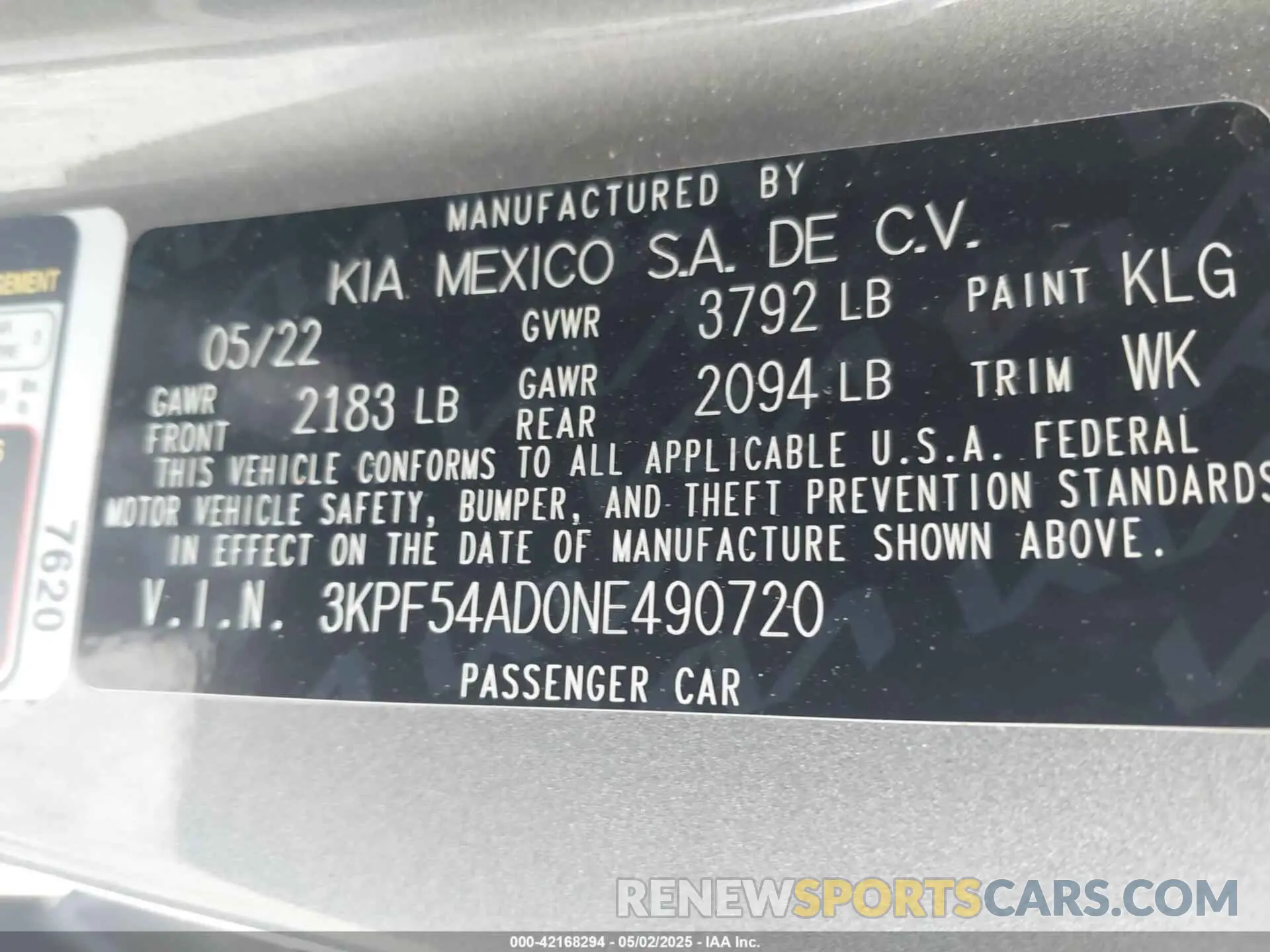 9 fotografías del automóvil dañado 3KPF54AD0NE490720 KIA FORTE 2022