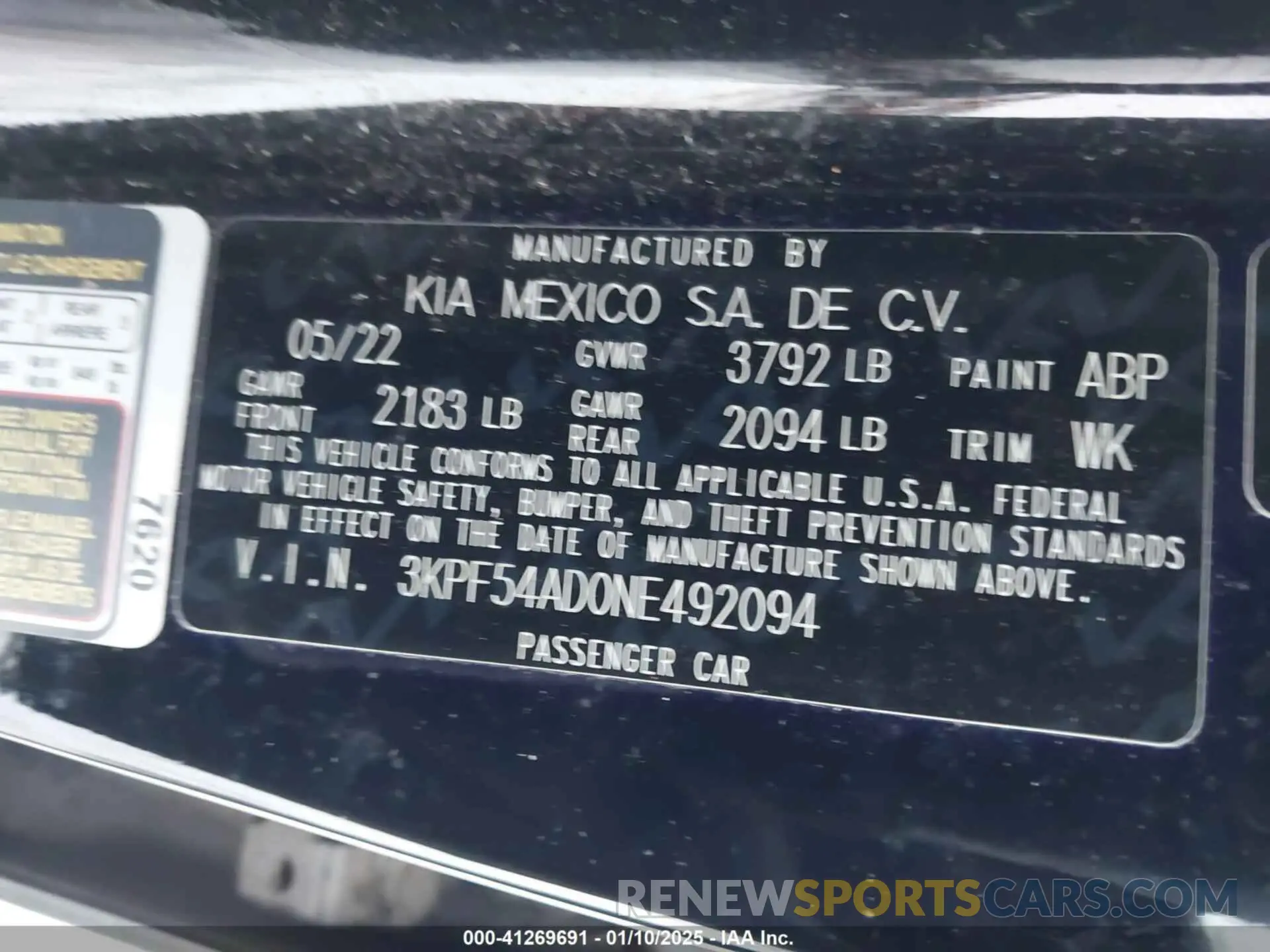 9 fotografías del automóvil dañado 3KPF54AD0NE492094 KIA FORTE 2022