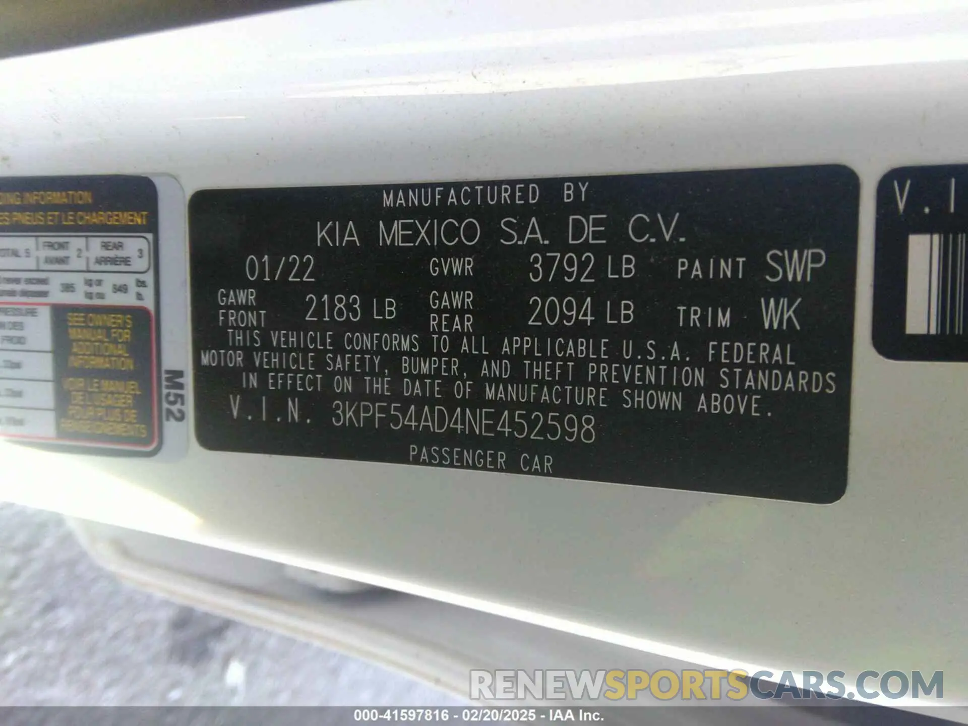 9 fotografías del automóvil dañado 3KPF54AD4NE452598 KIA FORTE 2022