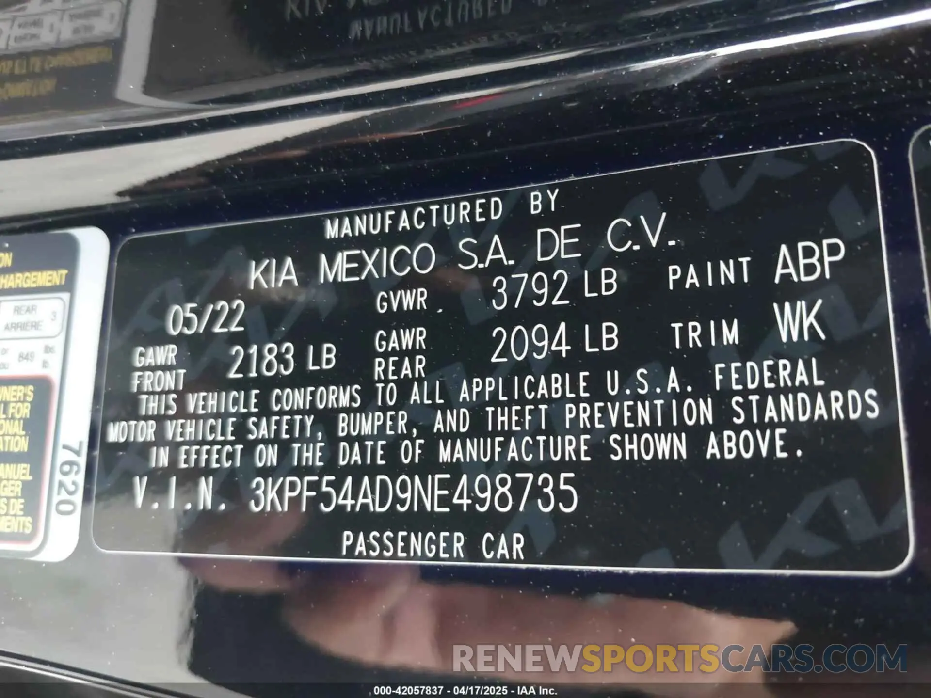 9 fotografías del automóvil dañado 3KPF54AD9NE498735 KIA FORTE 2022