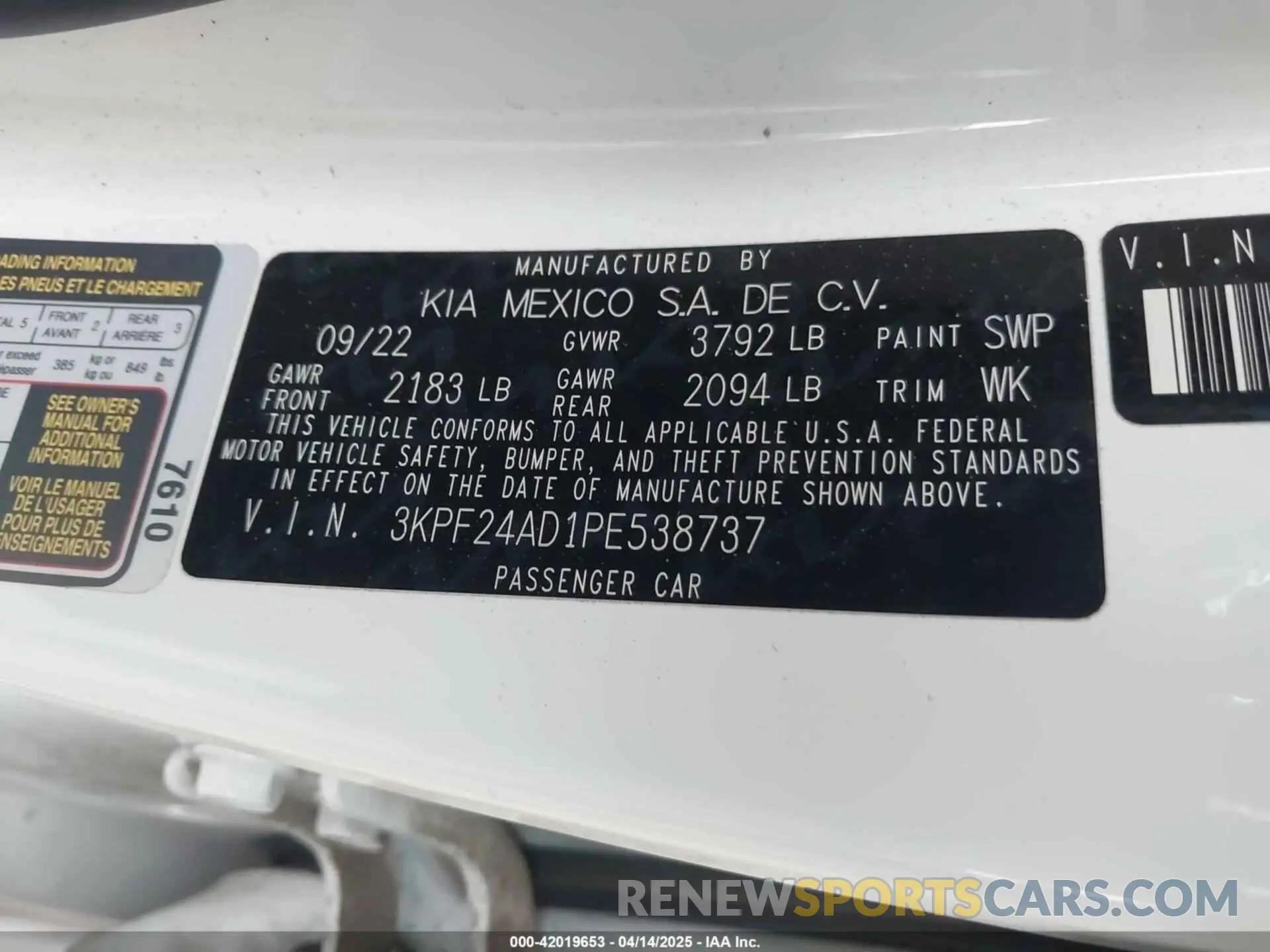 9 fotografías del automóvil dañado 3KPF24AD1PE538737 KIA FORTE 2023