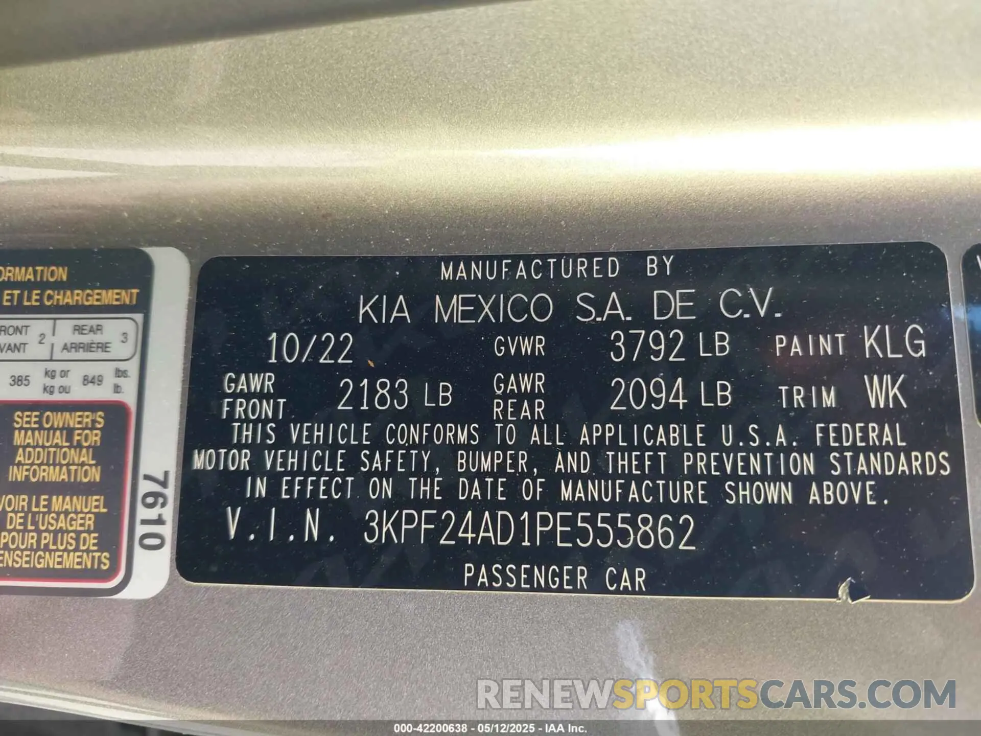 9 fotografías del automóvil dañado 3KPF24AD1PE555862 KIA FORTE 2023