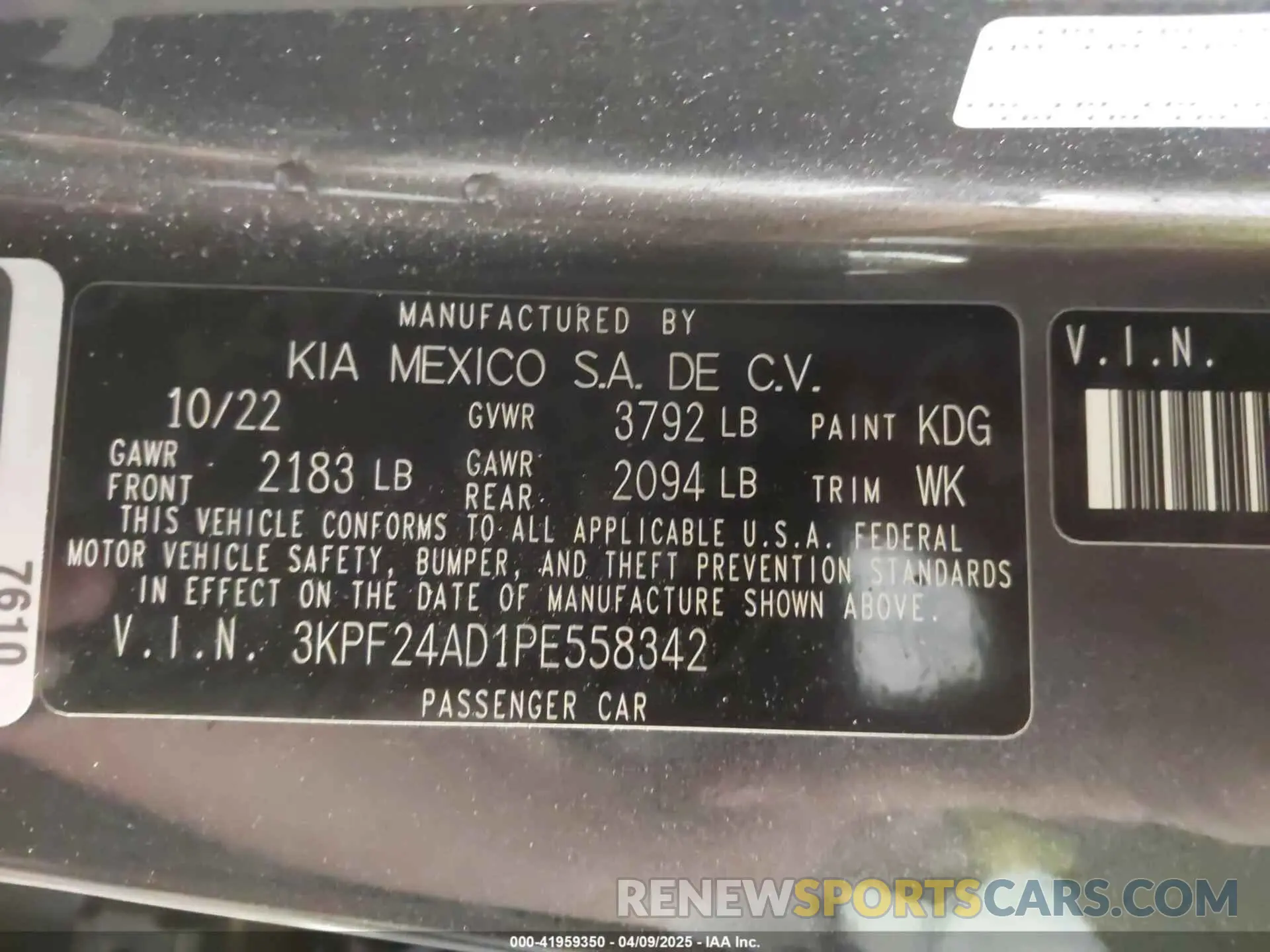 9 fotografías del automóvil dañado 3KPF24AD1PE558342 KIA FORTE 2023