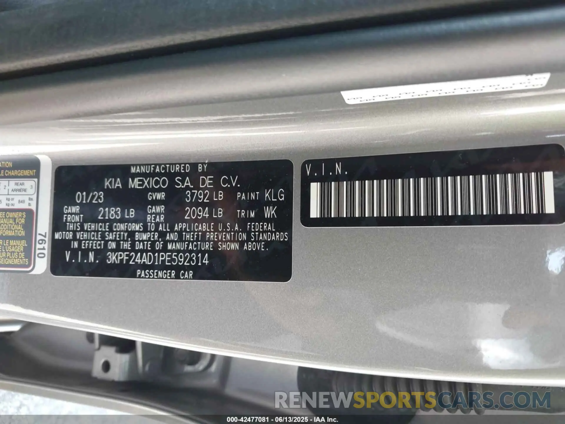 9 fotografías del automóvil dañado 3KPF24AD1PE592314 KIA FORTE 2023