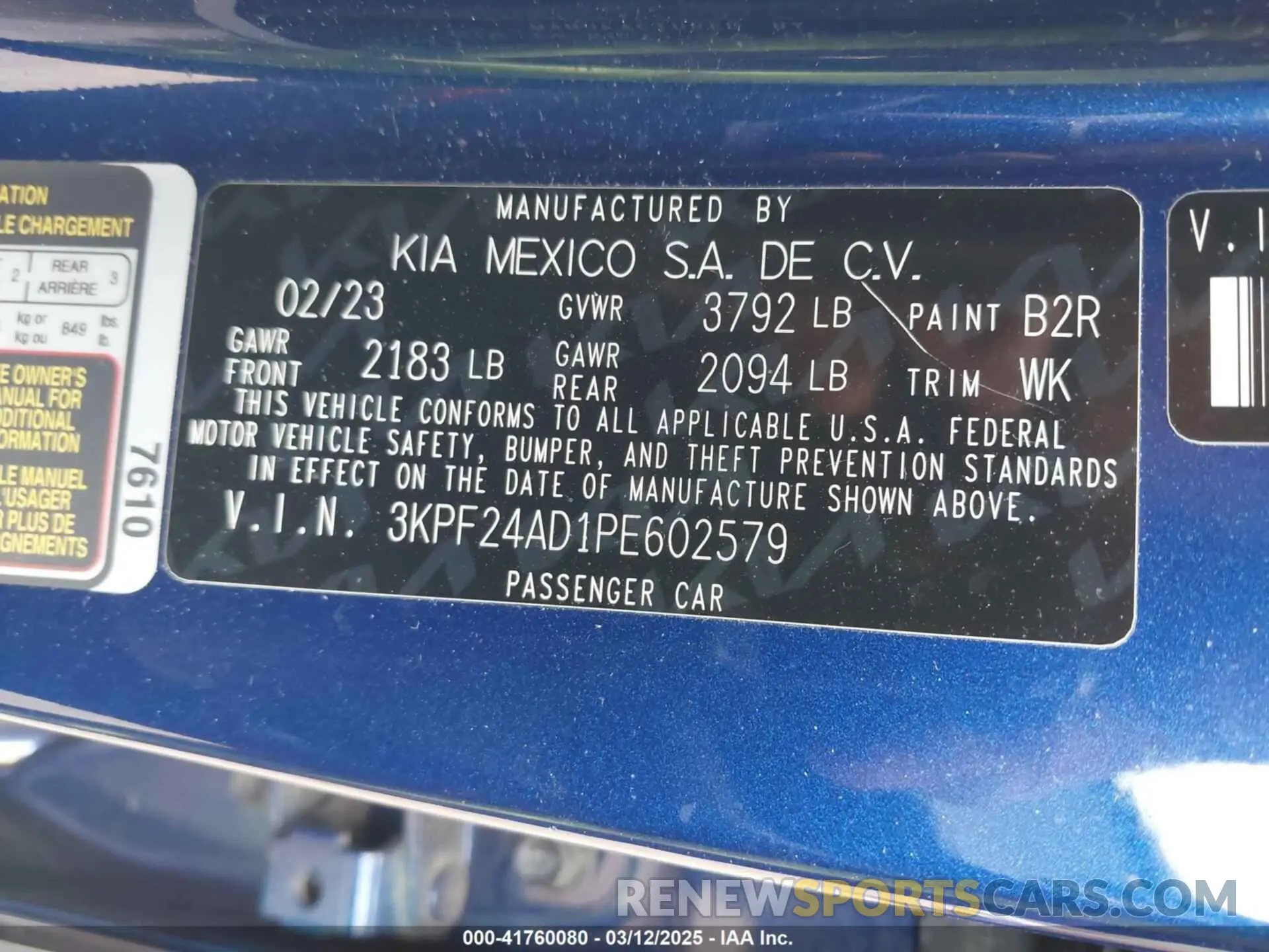 9 fotografías del automóvil dañado 3KPF24AD1PE602579 KIA FORTE 2023