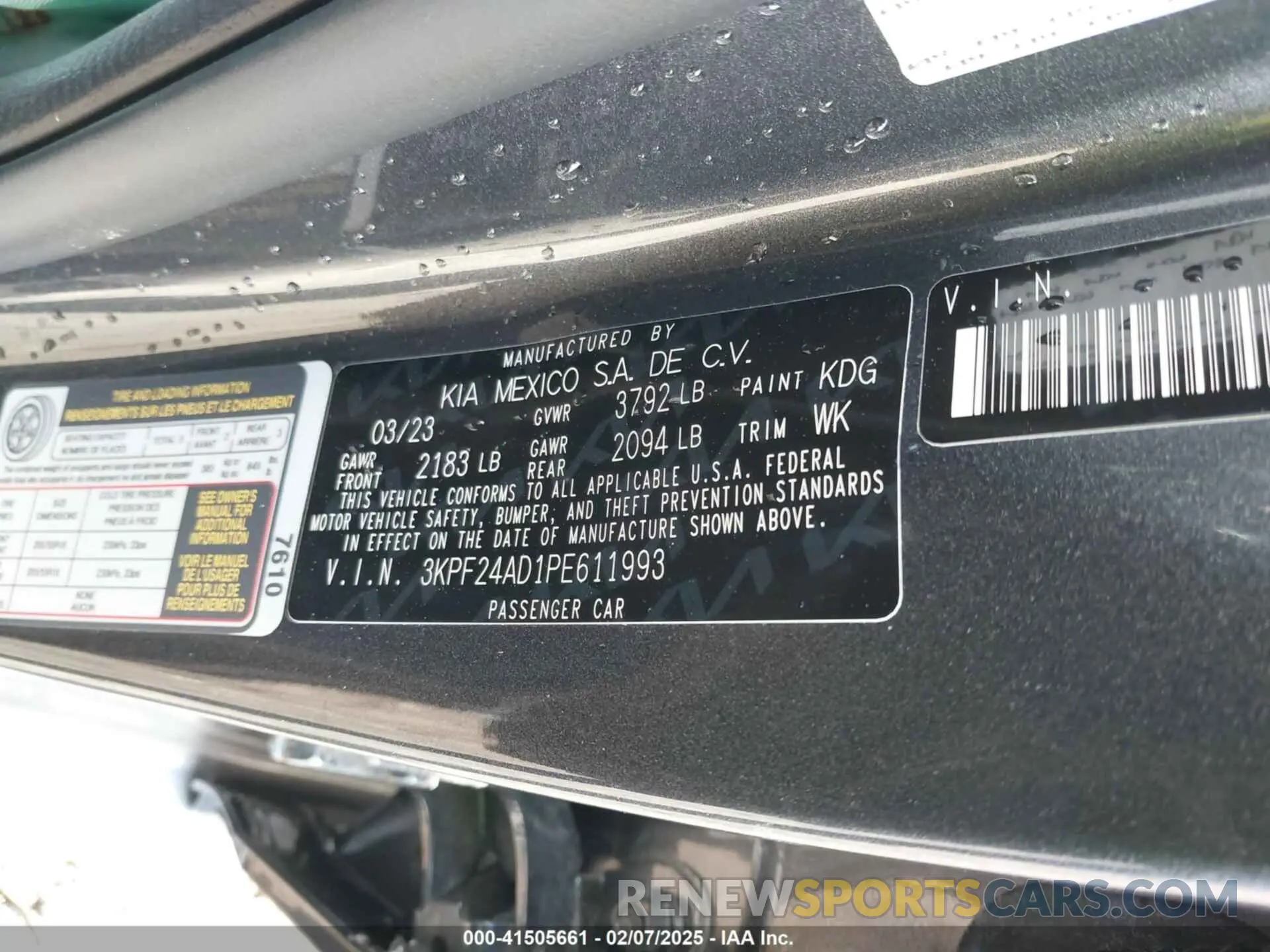 9 fotografías del automóvil dañado 3KPF24AD1PE611993 KIA FORTE 2023