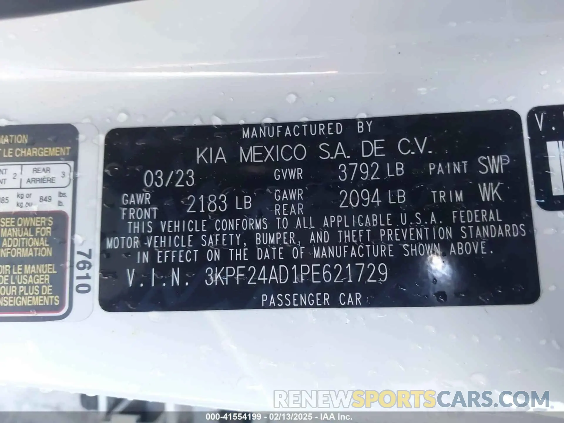 9 fotografías del automóvil dañado 3KPF24AD1PE621729 KIA FORTE 2023