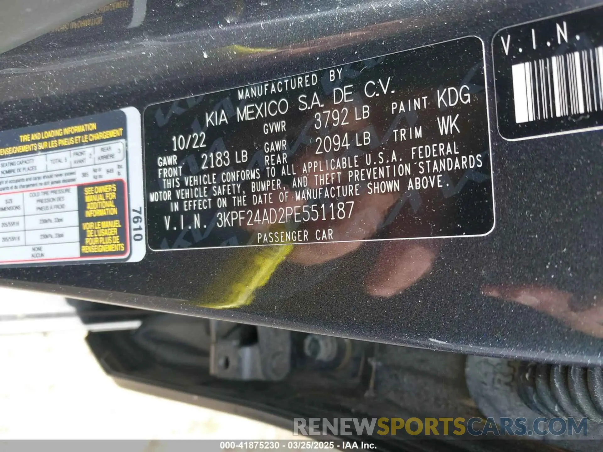 8 fotografías del automóvil dañado 3KPF24AD2PE551187 KIA FORTE 2023