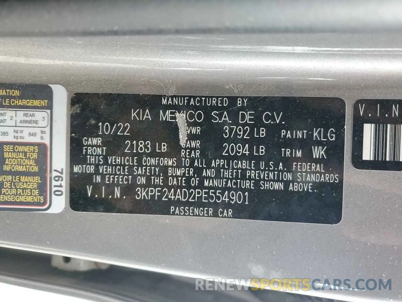 12 fotografías del automóvil dañado 3KPF24AD2PE554901 KIA FORTE 2023