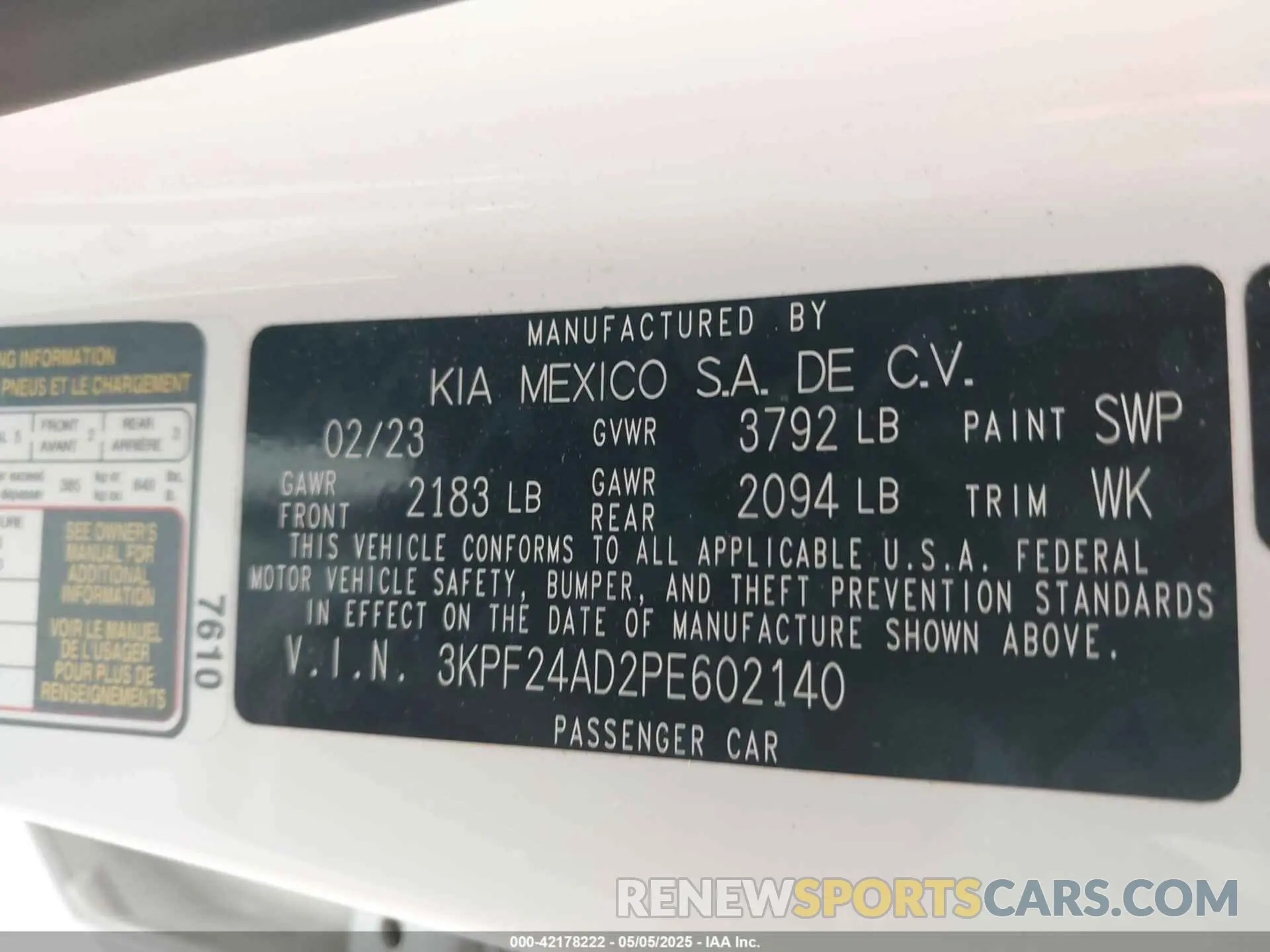 9 fotografías del automóvil dañado 3KPF24AD2PE602140 KIA FORTE 2023
