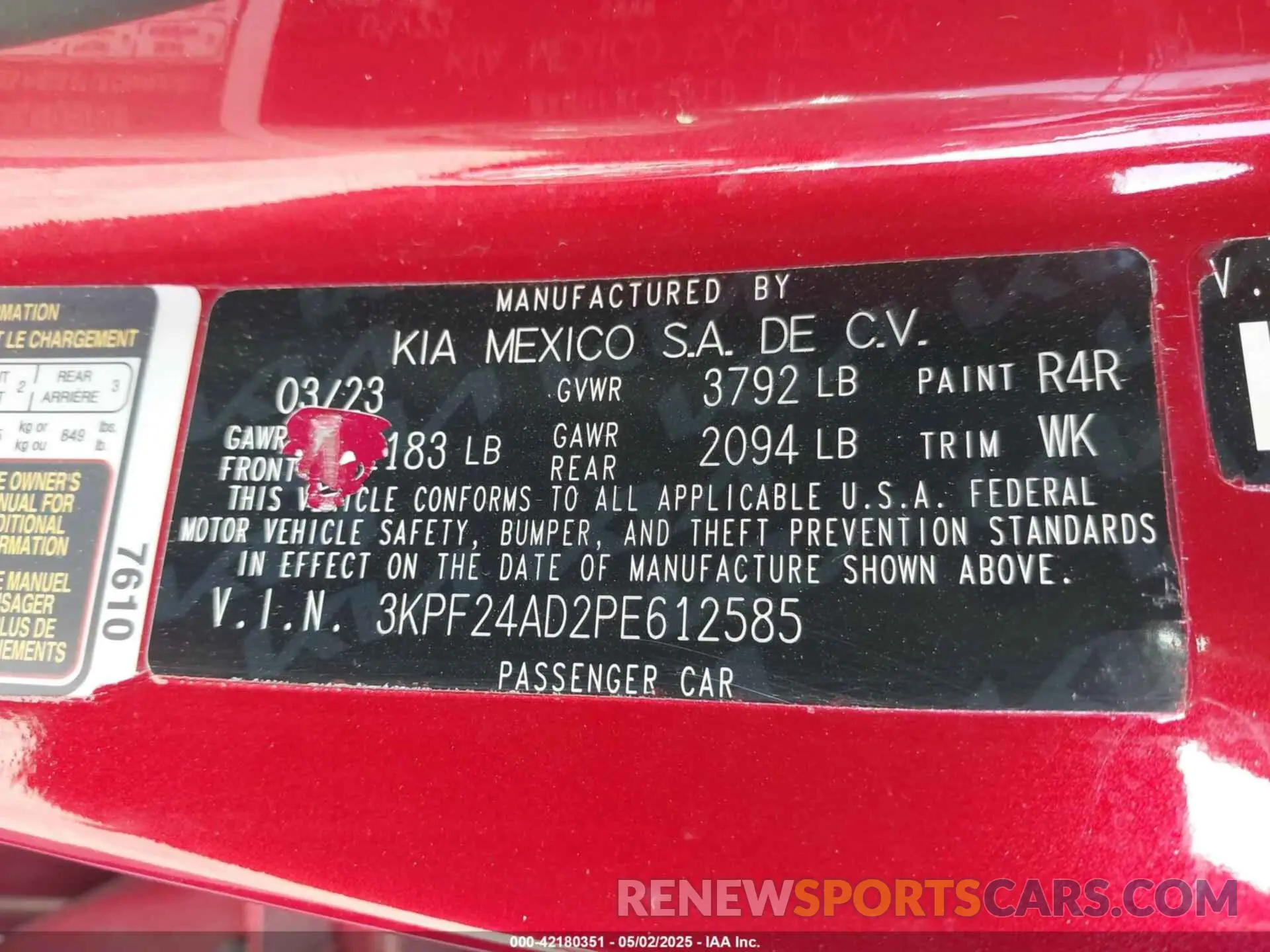 9 fotografías del automóvil dañado 3KPF24AD2PE612585 KIA FORTE 2023
