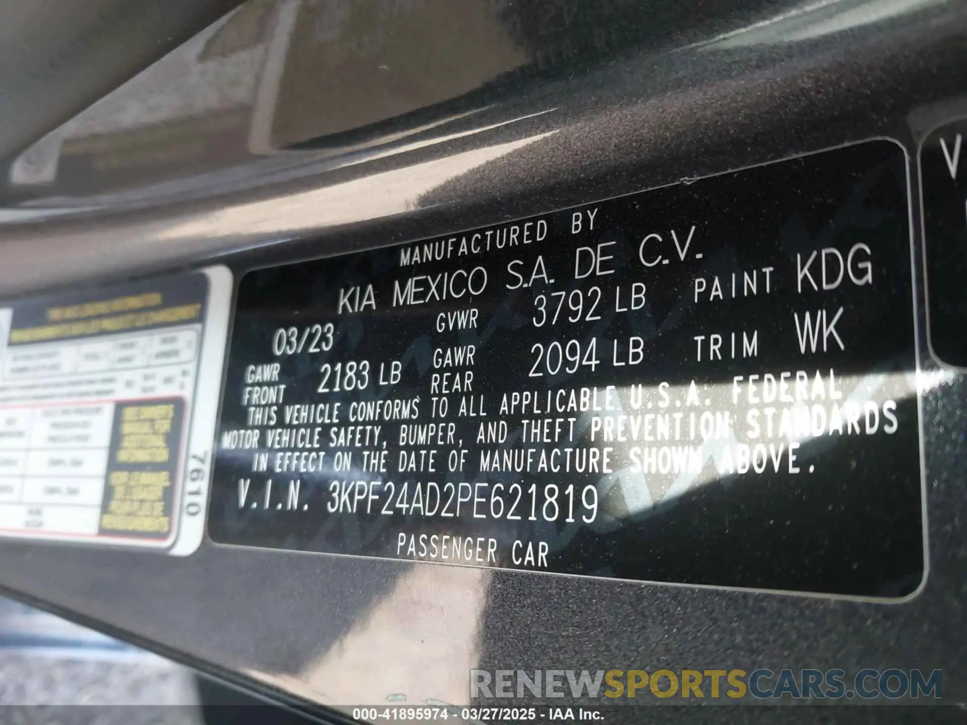9 fotografías del automóvil dañado 3KPF24AD2PE621819 KIA FORTE 2023