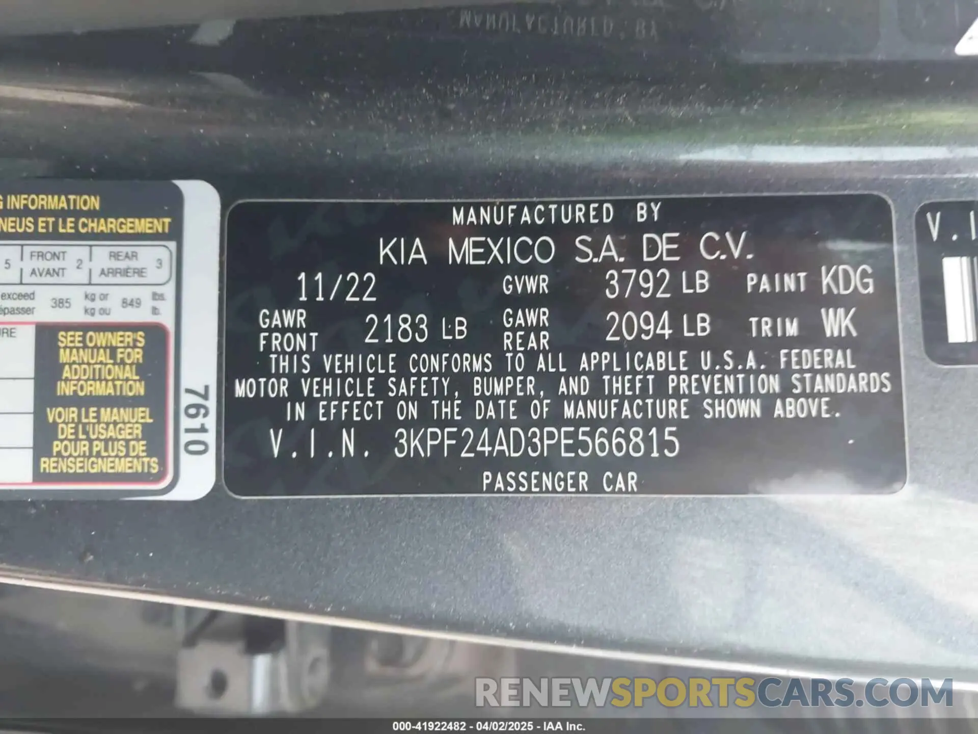 9 fotografías del automóvil dañado 3KPF24AD3PE566815 KIA FORTE 2023