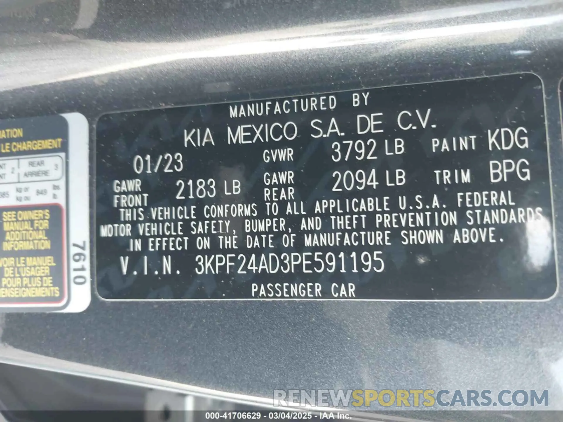 9 fotografías del automóvil dañado 3KPF24AD3PE591195 KIA FORTE 2023
