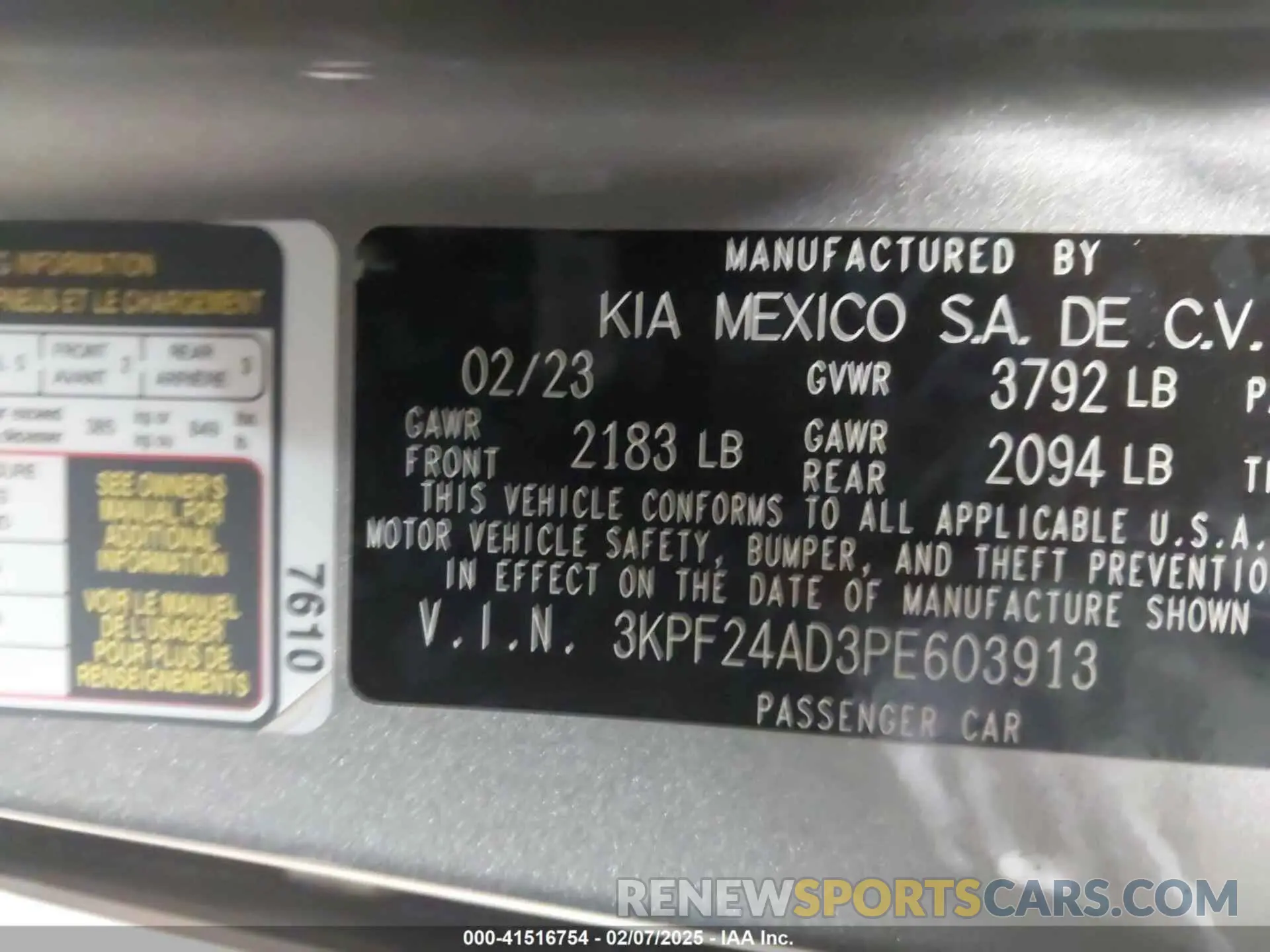 9 fotografías del automóvil dañado 3KPF24AD3PE603913 KIA FORTE 2023