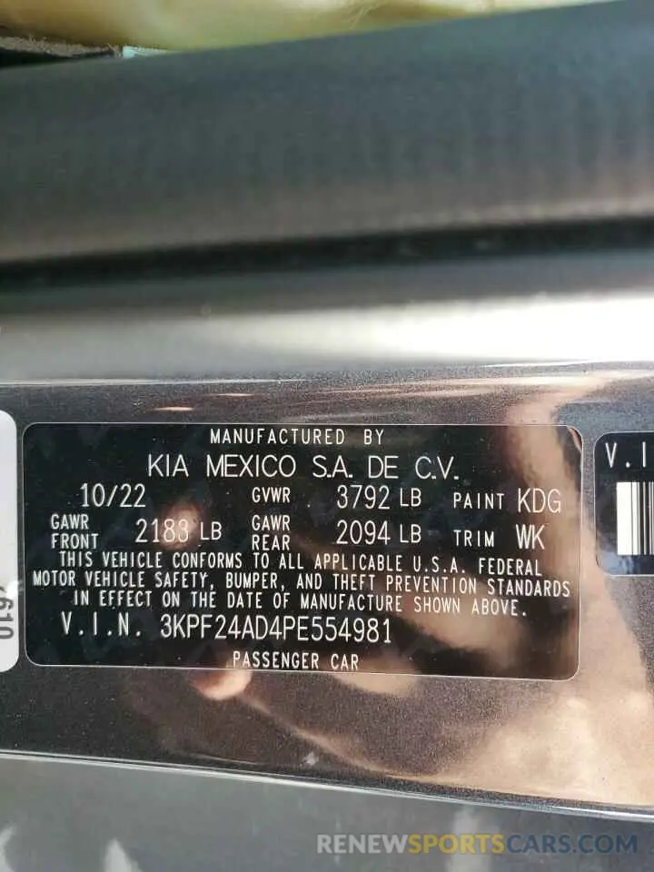 12 fotografías del automóvil dañado 3KPF24AD4PE554981 KIA FORTE 2023