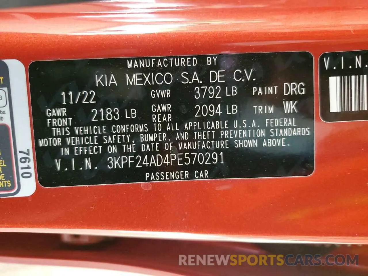 12 fotografías del automóvil dañado 3KPF24AD4PE570291 KIA FORTE 2023