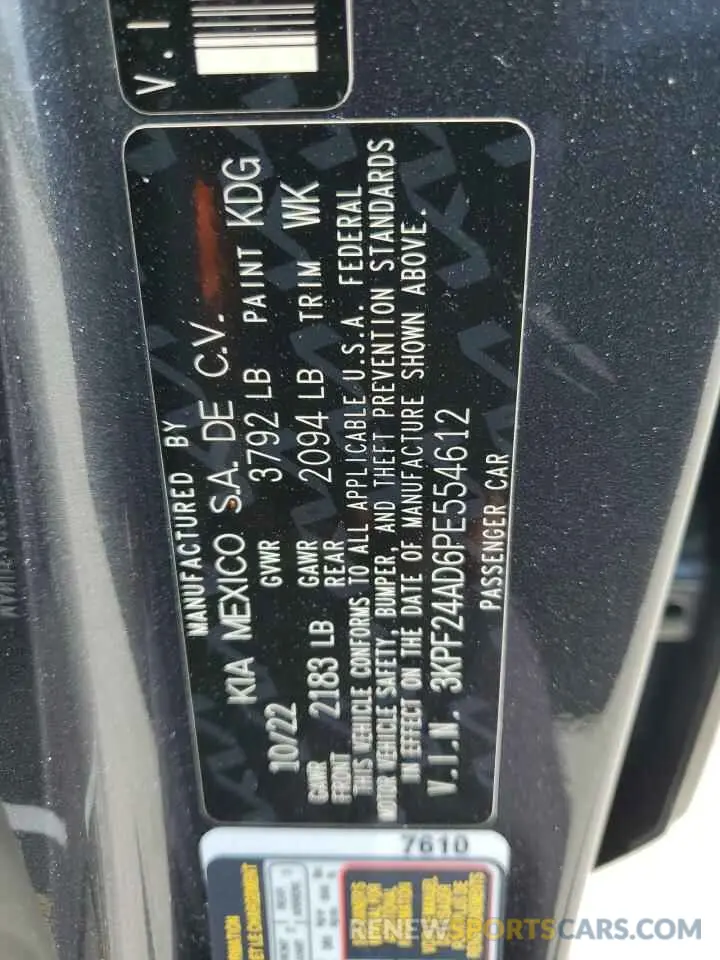 12 fotografías del automóvil dañado 3KPF24AD6PE554612 KIA FORTE 2023