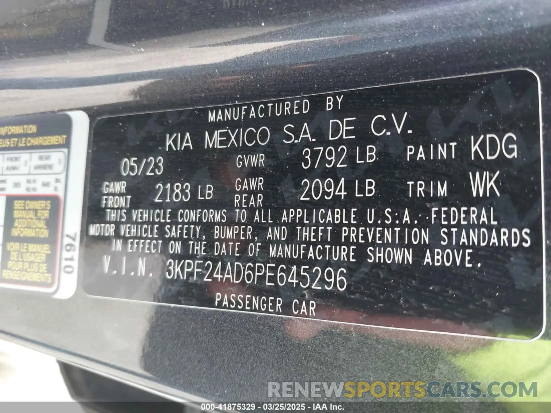 9 fotografías del automóvil dañado 3KPF24AD6PE645296 KIA FORTE 2023