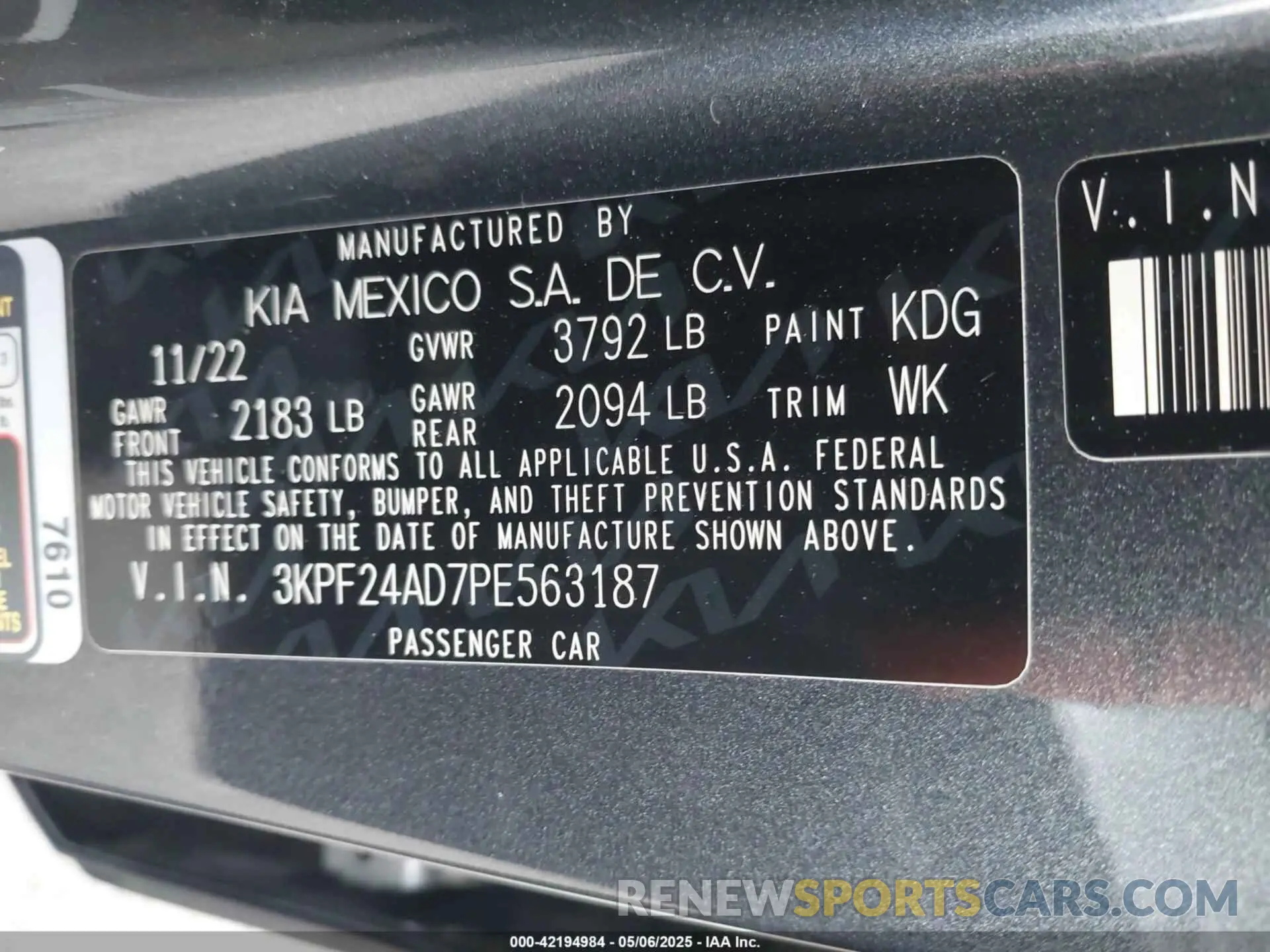 9 fotografías del automóvil dañado 3KPF24AD7PE563187 KIA FORTE 2023