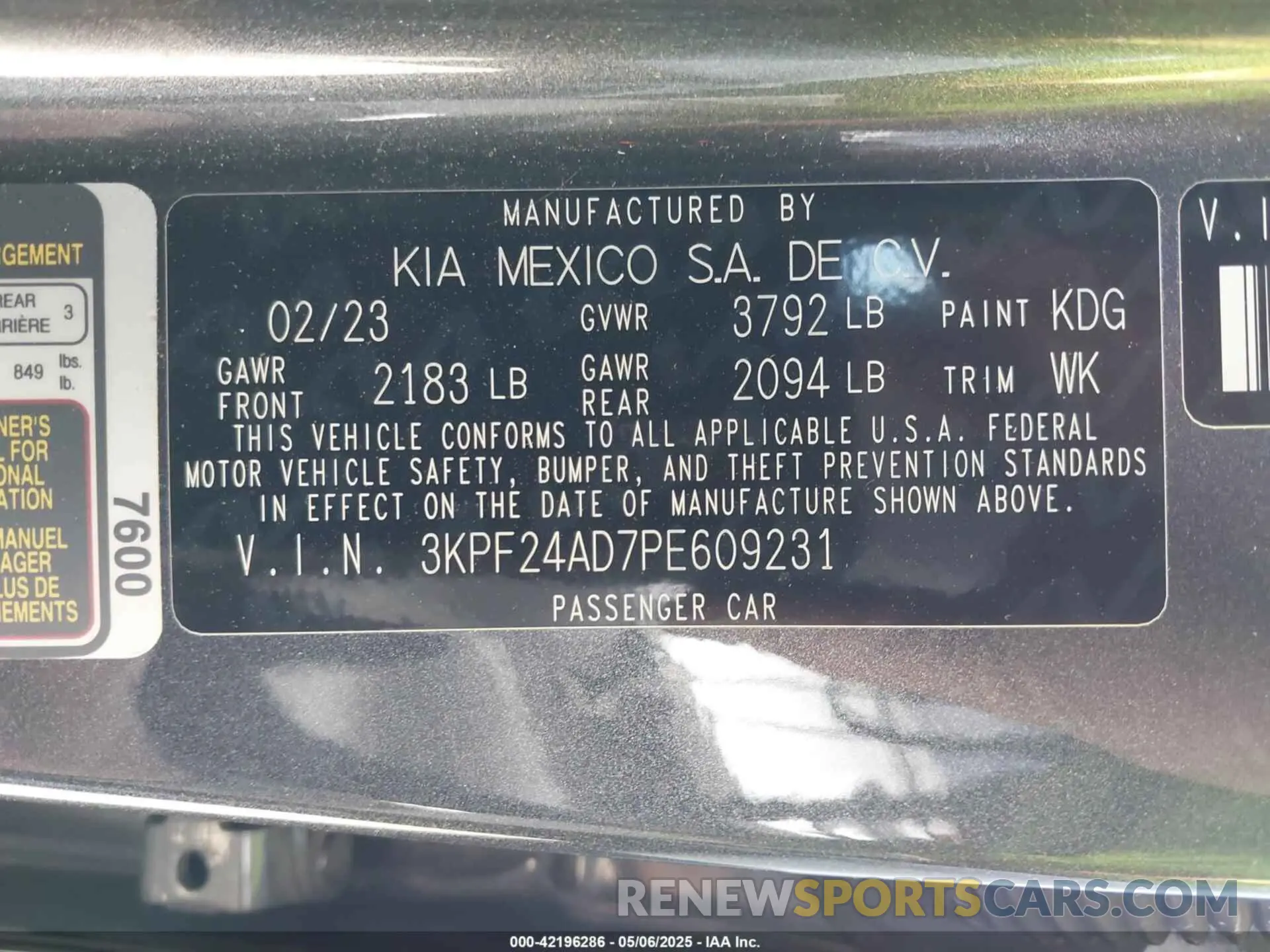 9 fotografías del automóvil dañado 3KPF24AD7PE609231 KIA FORTE 2023