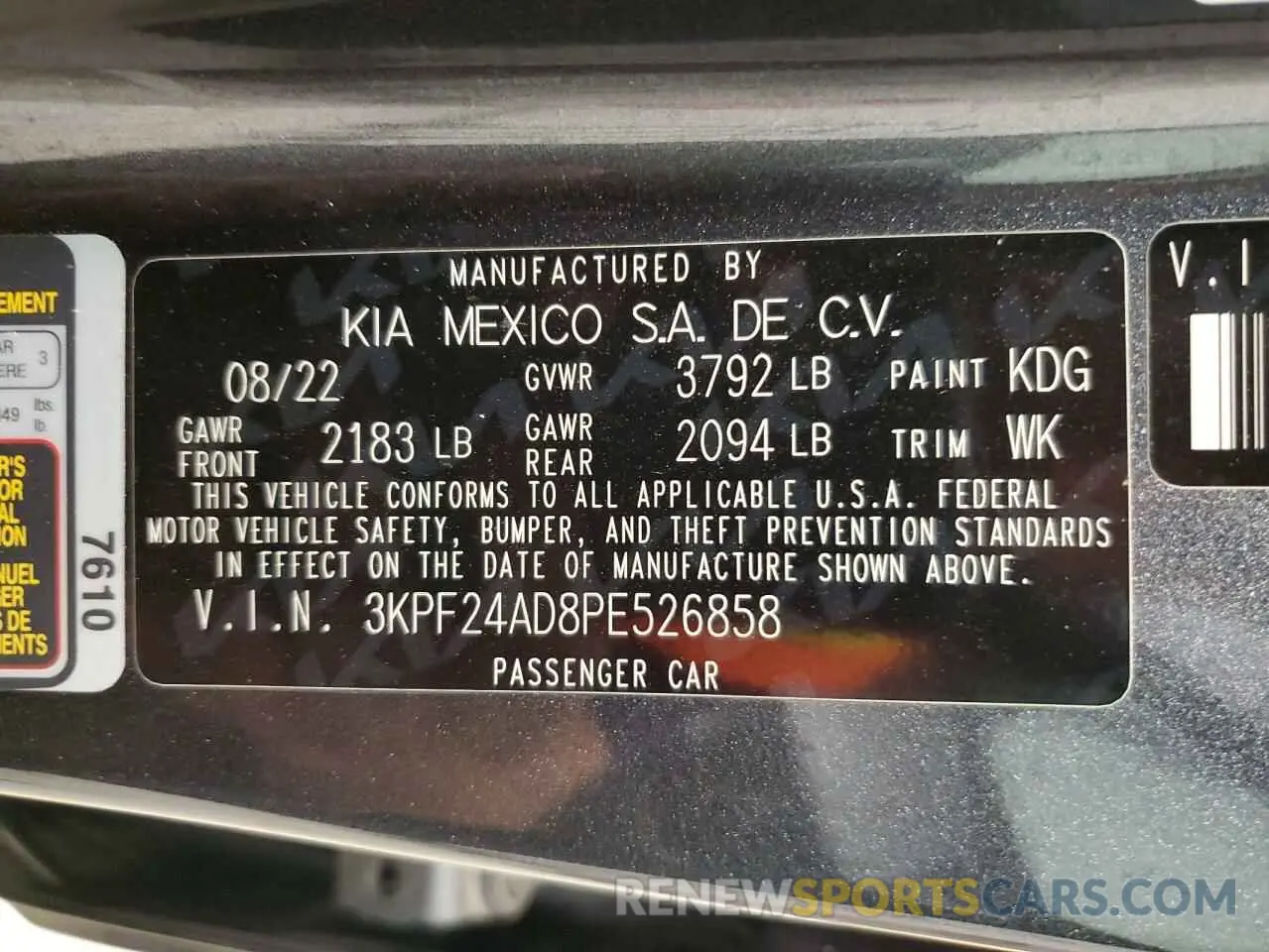 14 fotografías del automóvil dañado 3KPF24AD8PE526858 KIA FORTE 2023