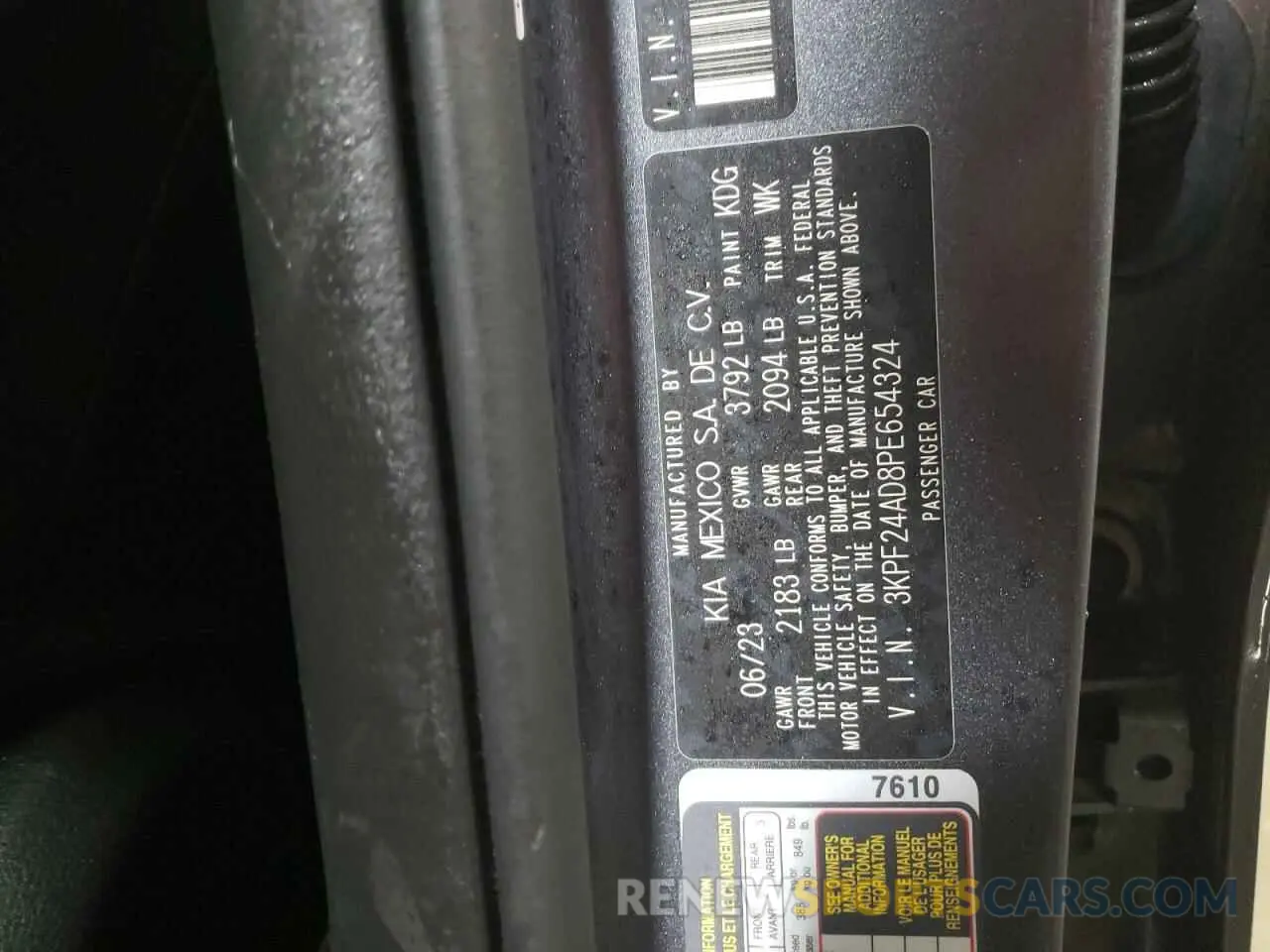 12 fotografías del automóvil dañado 3KPF24AD8PE654324 KIA FORTE 2023