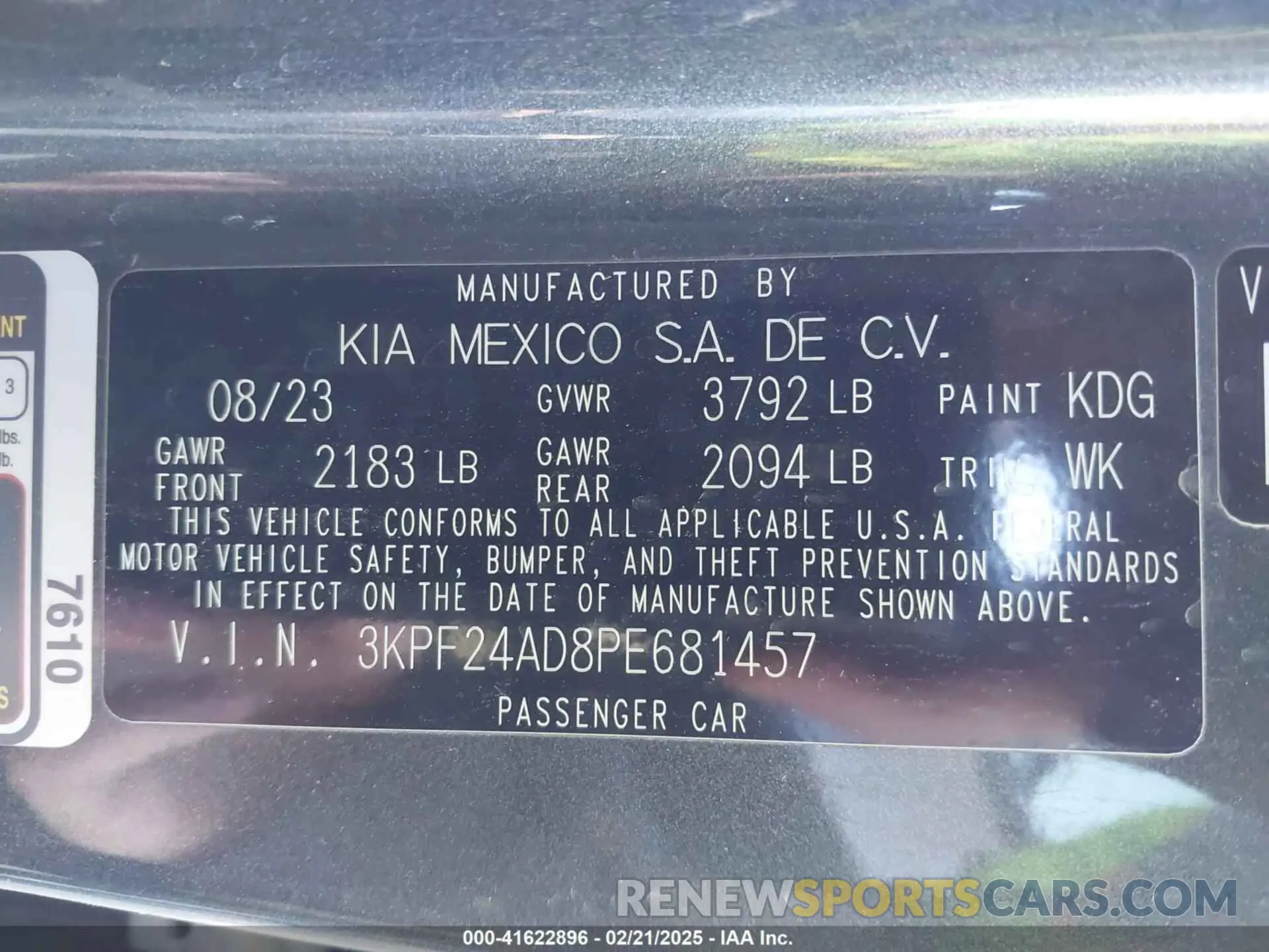 9 fotografías del automóvil dañado 3KPF24AD8PE681457 KIA FORTE 2023
