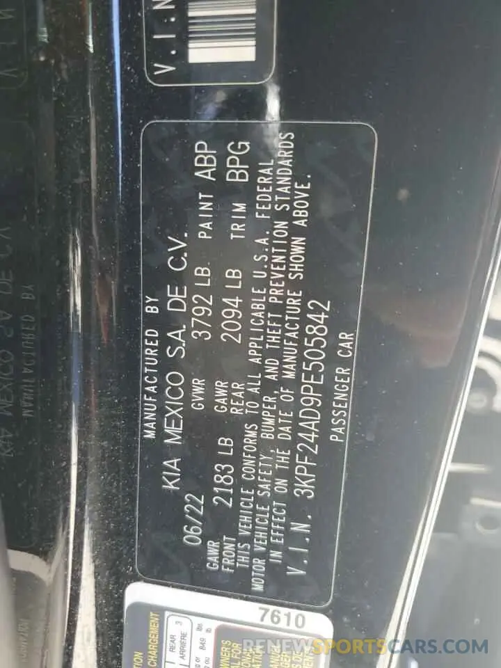 12 fotografías del automóvil dañado 3KPF24AD9PE505842 KIA FORTE 2023