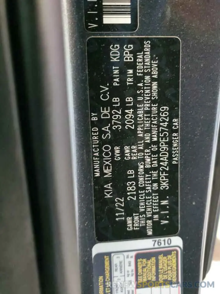 13 fotografías del automóvil dañado 3KPF24AD9PE574269 KIA FORTE 2023