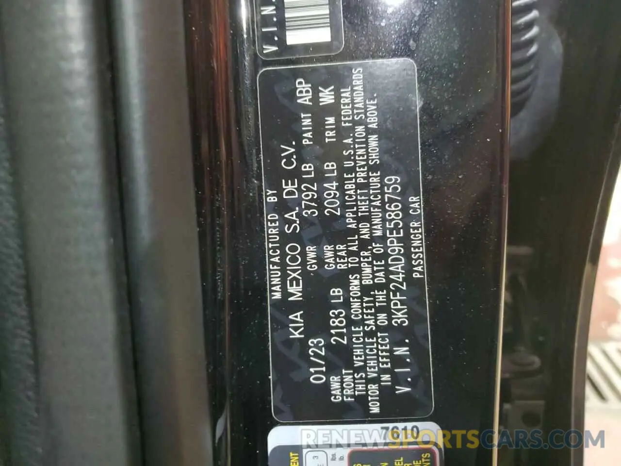 12 fotografías del automóvil dañado 3KPF24AD9PE586759 KIA FORTE 2023