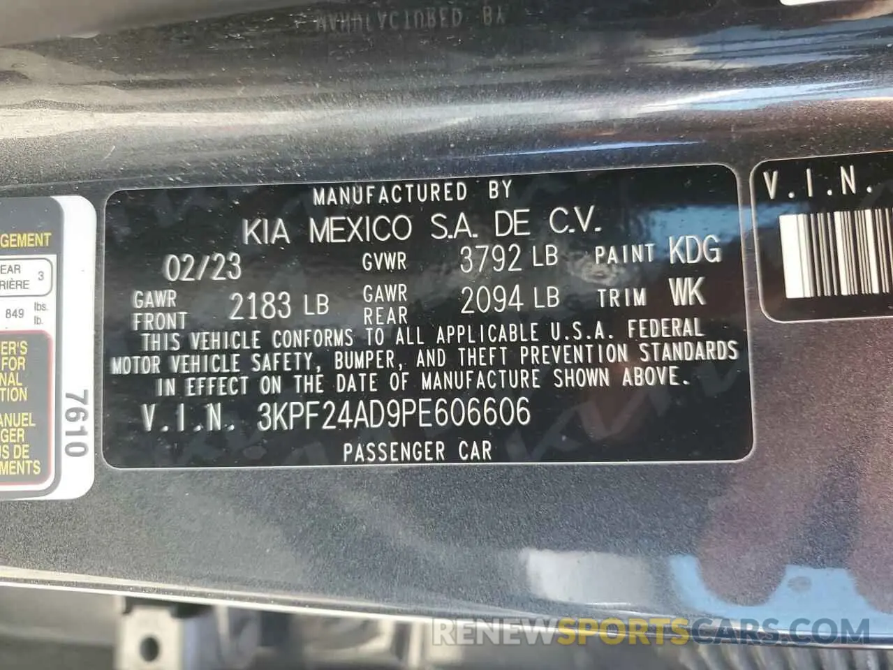 12 fotografías del automóvil dañado 3KPF24AD9PE606606 KIA FORTE 2023