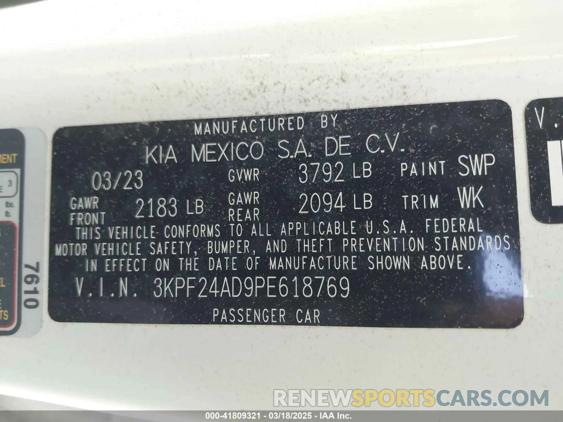 9 fotografías del automóvil dañado 3KPF24AD9PE618769 KIA FORTE 2023