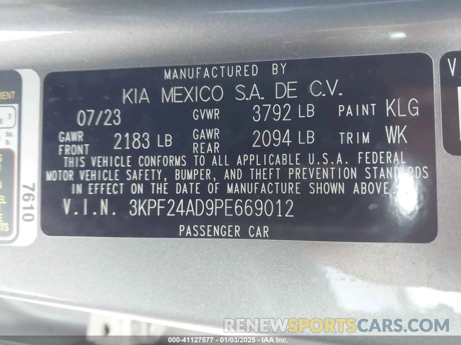 9 fotografías del automóvil dañado 3KPF24AD9PE669012 KIA FORTE 2023