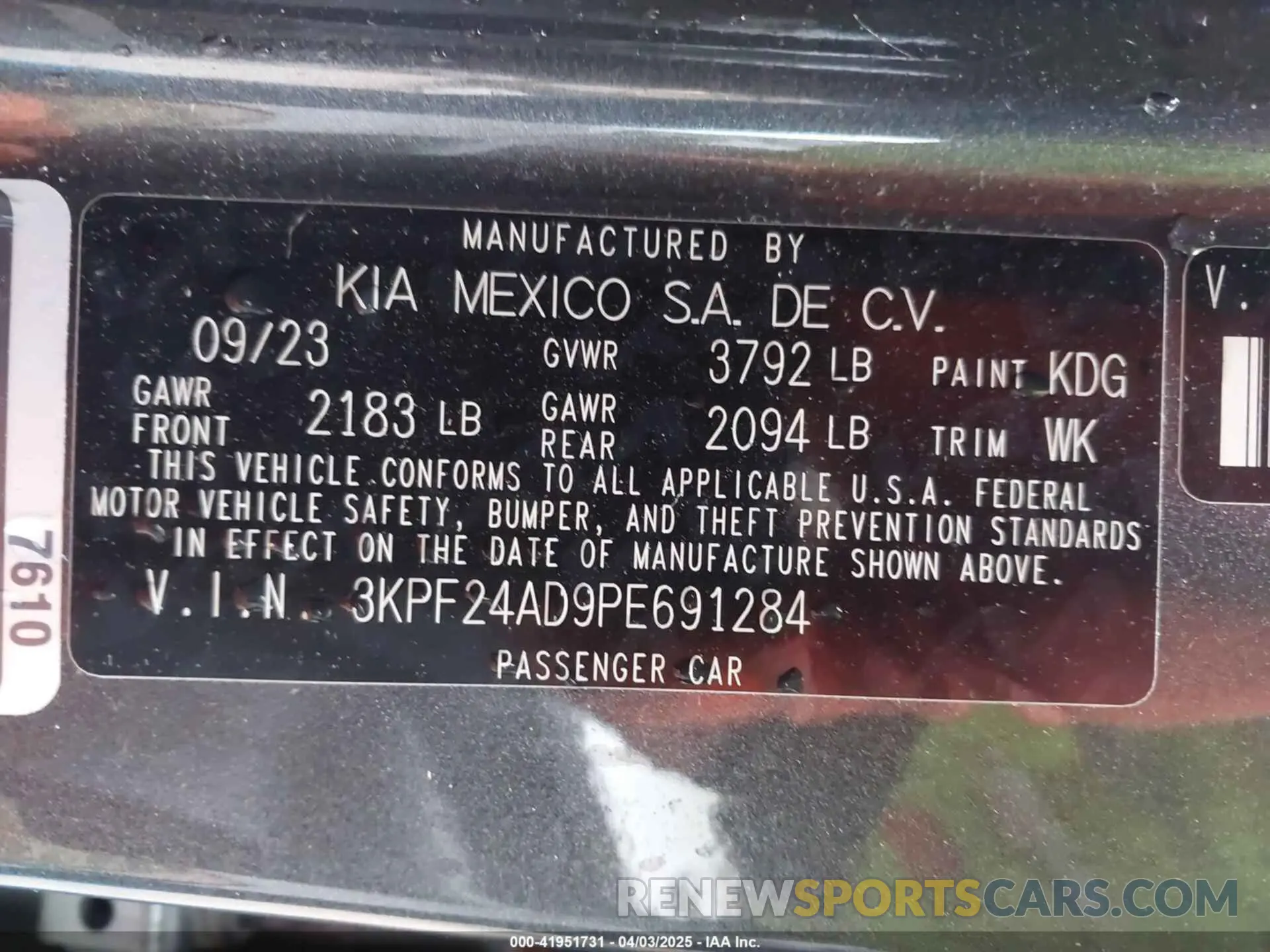 9 fotografías del automóvil dañado 3KPF24AD9PE691284 KIA FORTE 2023