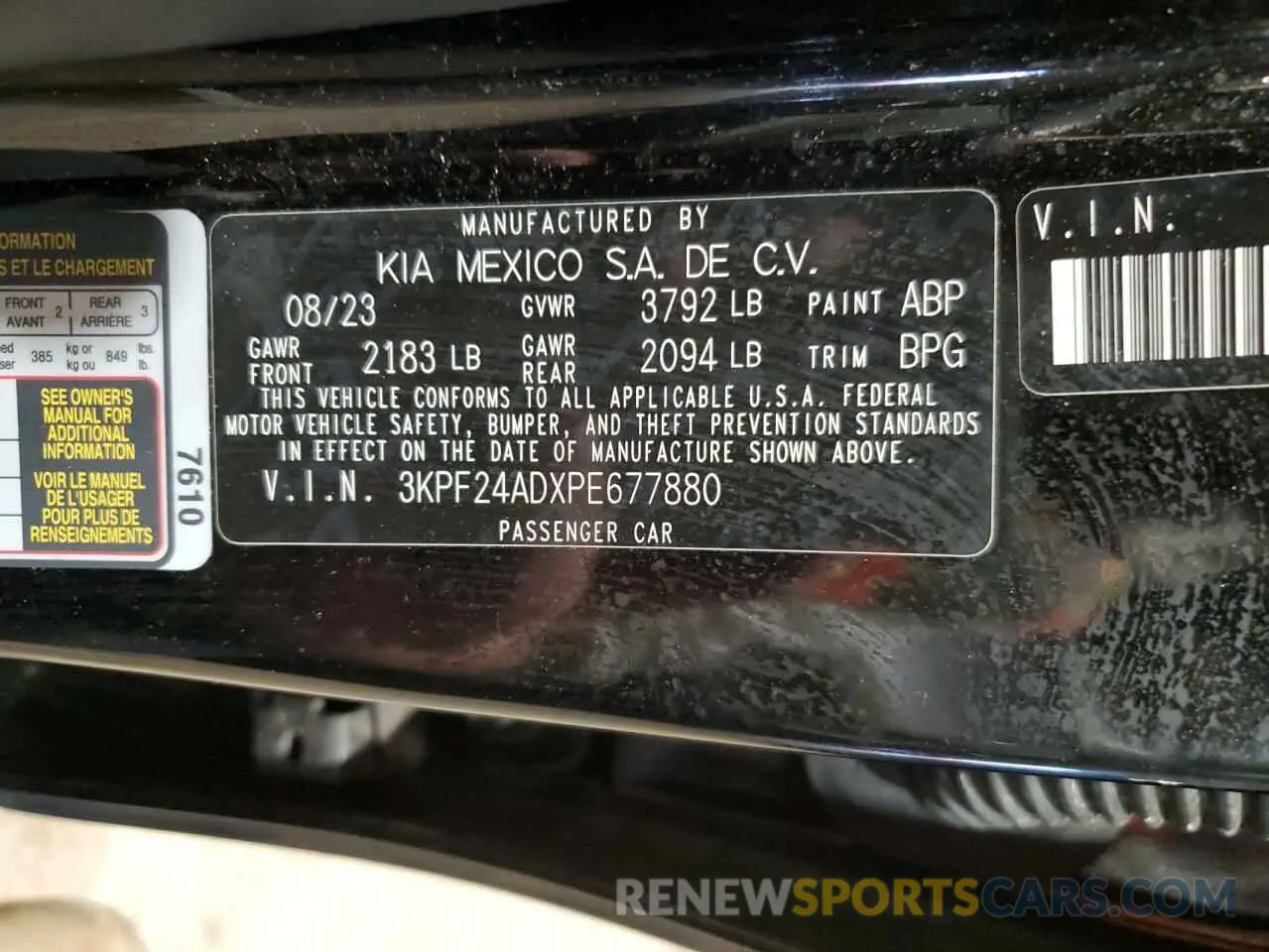 12 fotografías del automóvil dañado 3KPF24ADXPE677880 KIA FORTE 2023