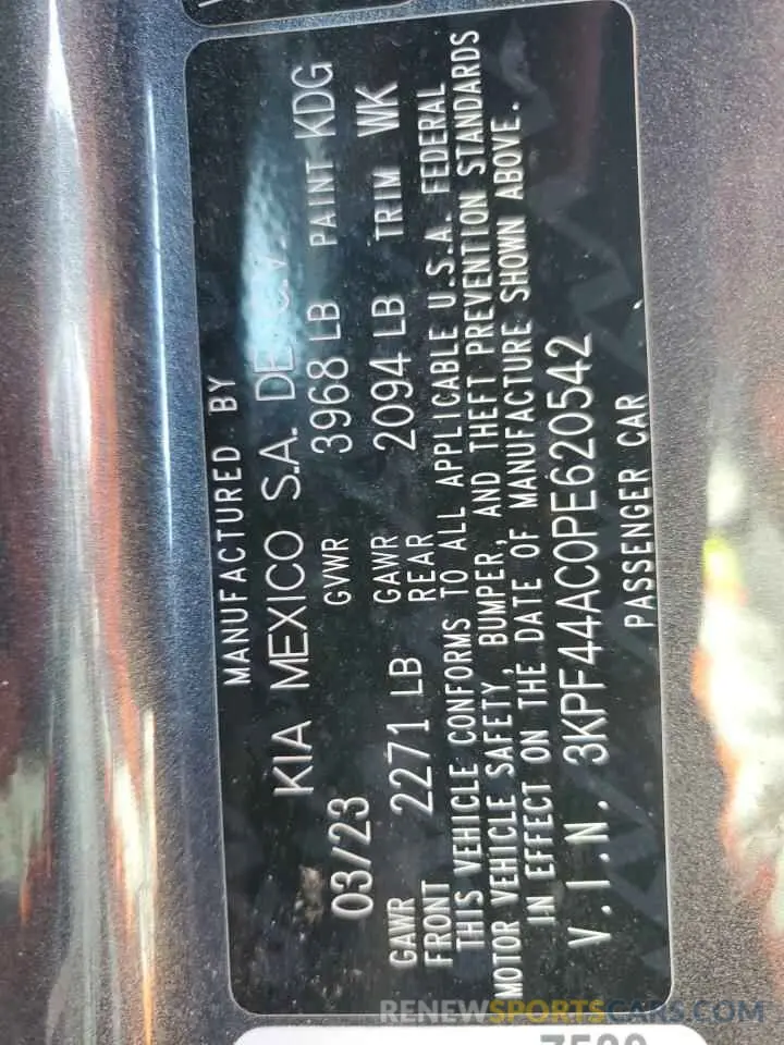 13 fotografías del automóvil dañado 3KPF44AC0PE620542 KIA FORTE 2023