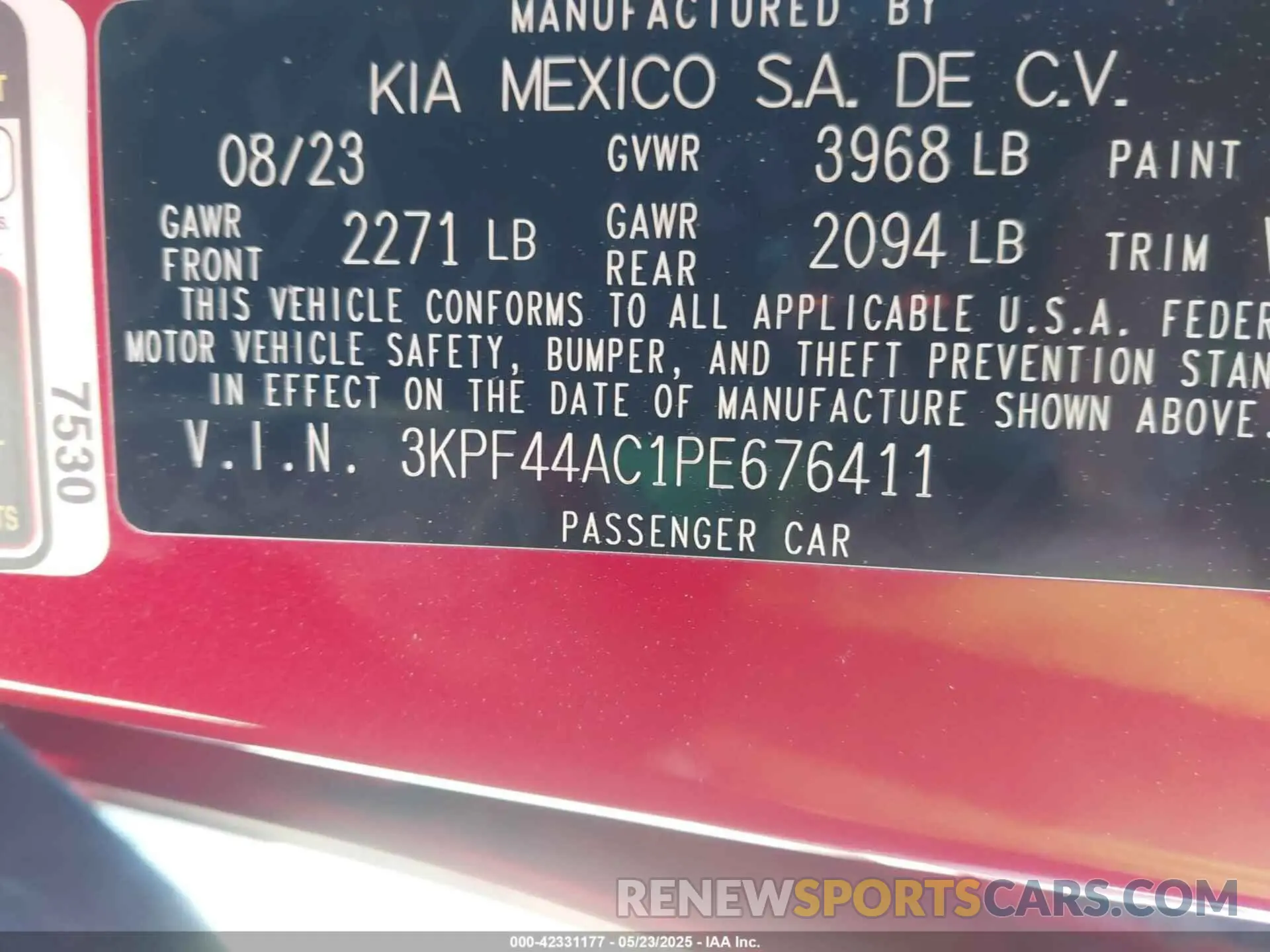 9 fotografías del automóvil dañado 3KPF44AC1PE676411 KIA FORTE 2023