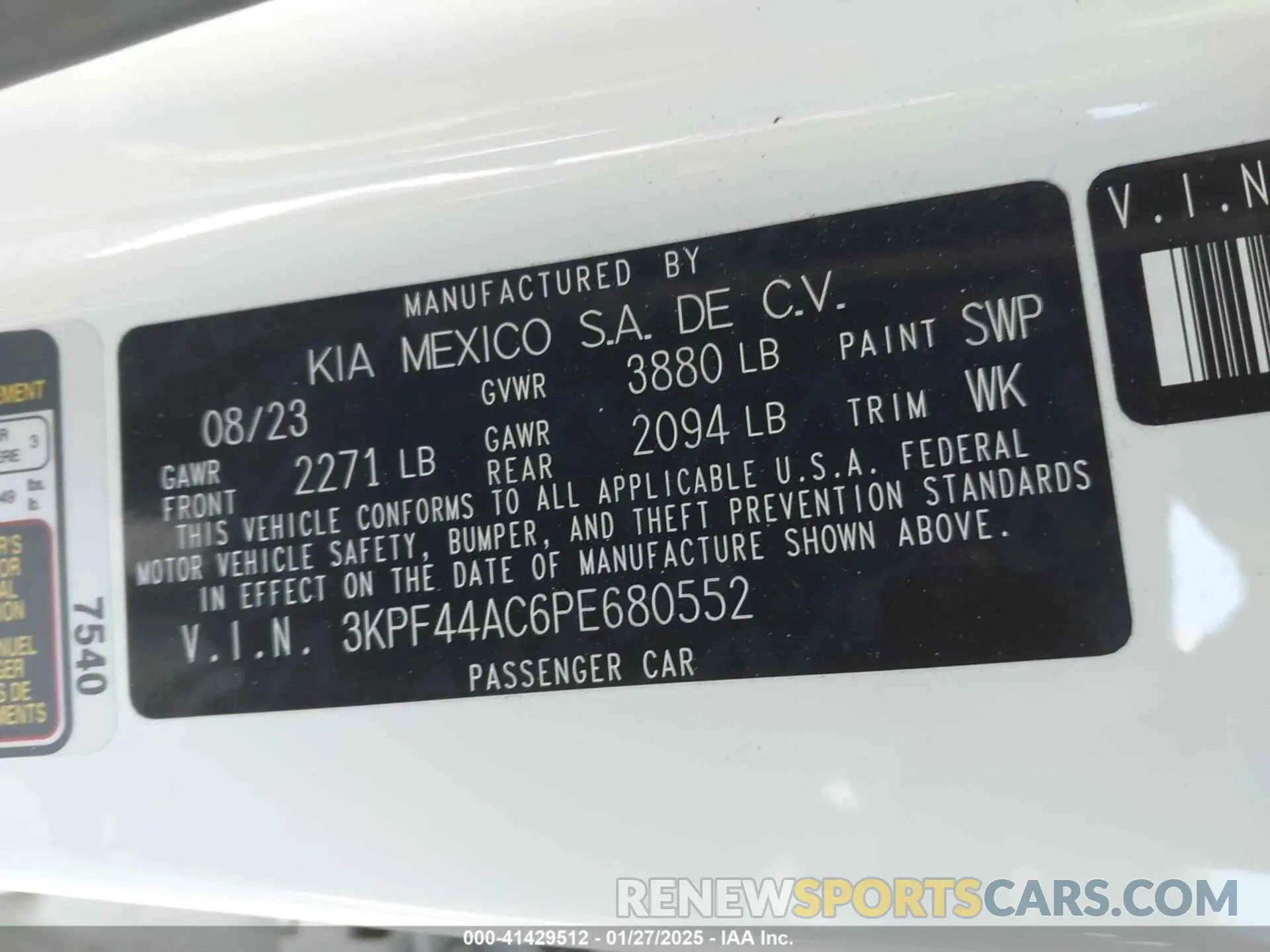 9 fotografías del automóvil dañado 3KPF44AC6PE680552 KIA FORTE 2023