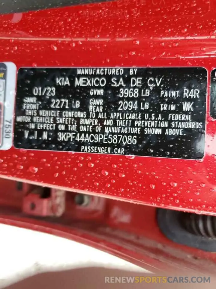 12 fotografías del automóvil dañado 3KPF44AC9PE587086 KIA FORTE 2023