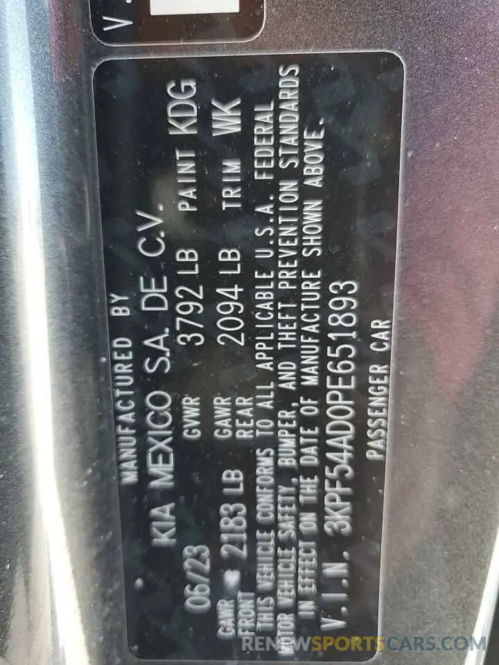 13 fotografías del automóvil dañado 3KPF54AD0PE651893 KIA FORTE 2023